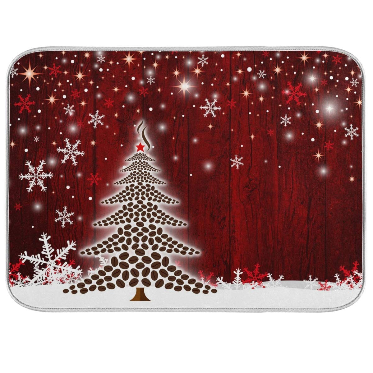 Christmas Tree Dish Drying Mat - Absorbent Microfiber Kitchen Pad (16x18