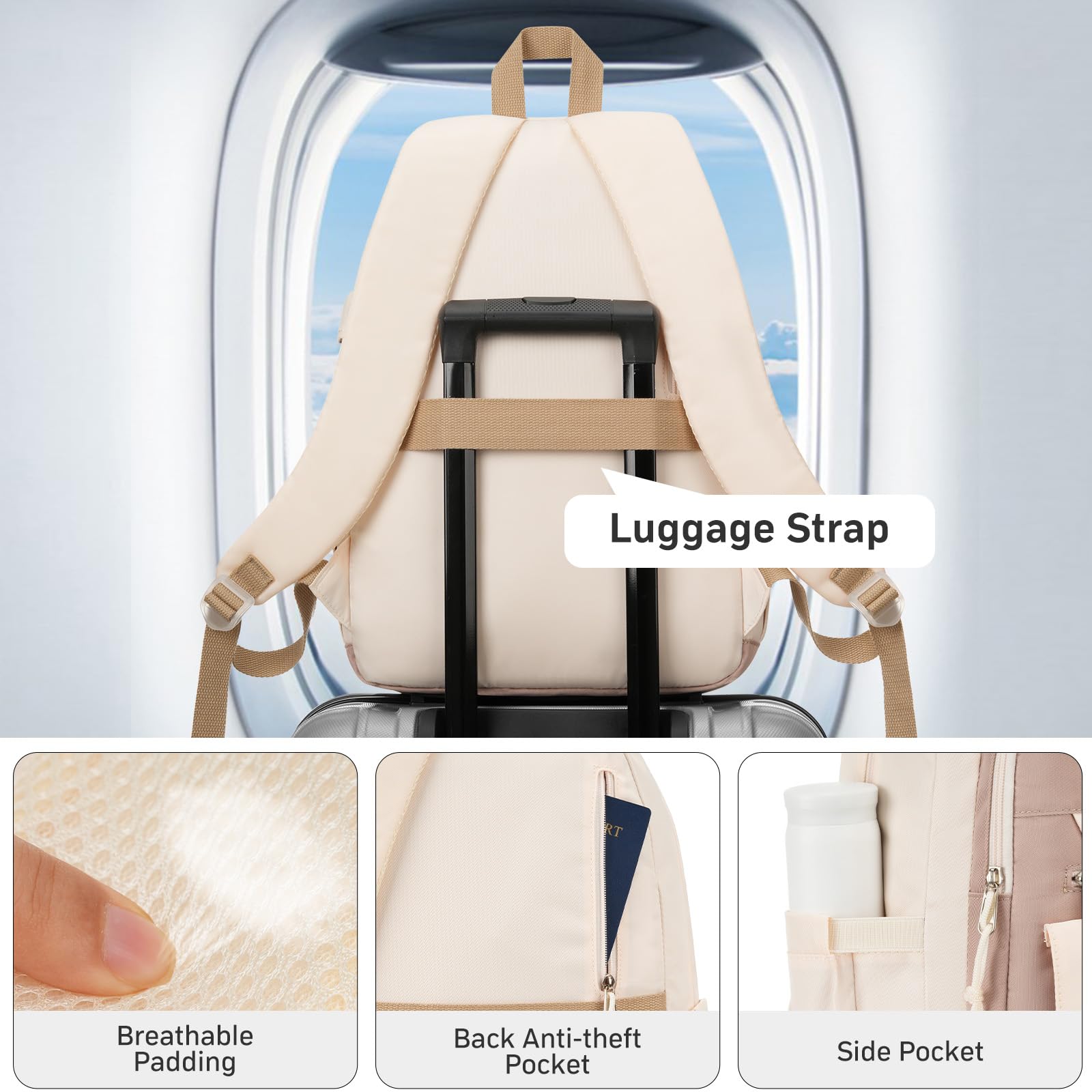 Stylish 15.6 Inch Laptop Backpack for Teen Girls - Waterproof School Bookbag with USB Charging Port for Middle High College Students, Large Capacity Travel Daypack for Women (Perfect for School, Work & Travel)