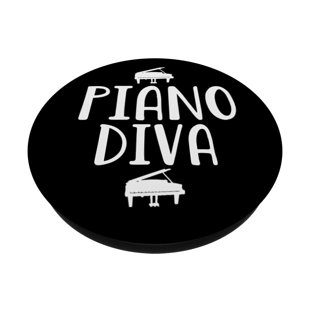 Piano Diva Music Band PopSocket - Swappable Grip for Phones & Tablets - Perfect for Musicians, Orchestra Nerds & Jazz Lovers - Great for Piano Practice, Concerts & Music Festivals