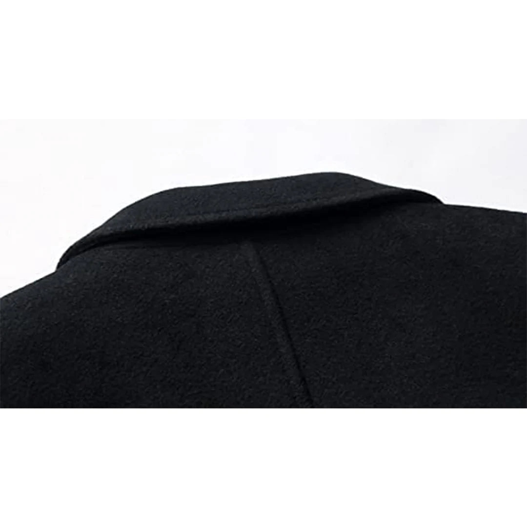 Men's Grey Slim Fit Long Trench Coat - Winter Single Breasted Thick Windproof Overcoat for Business, Work & Formal Occasions