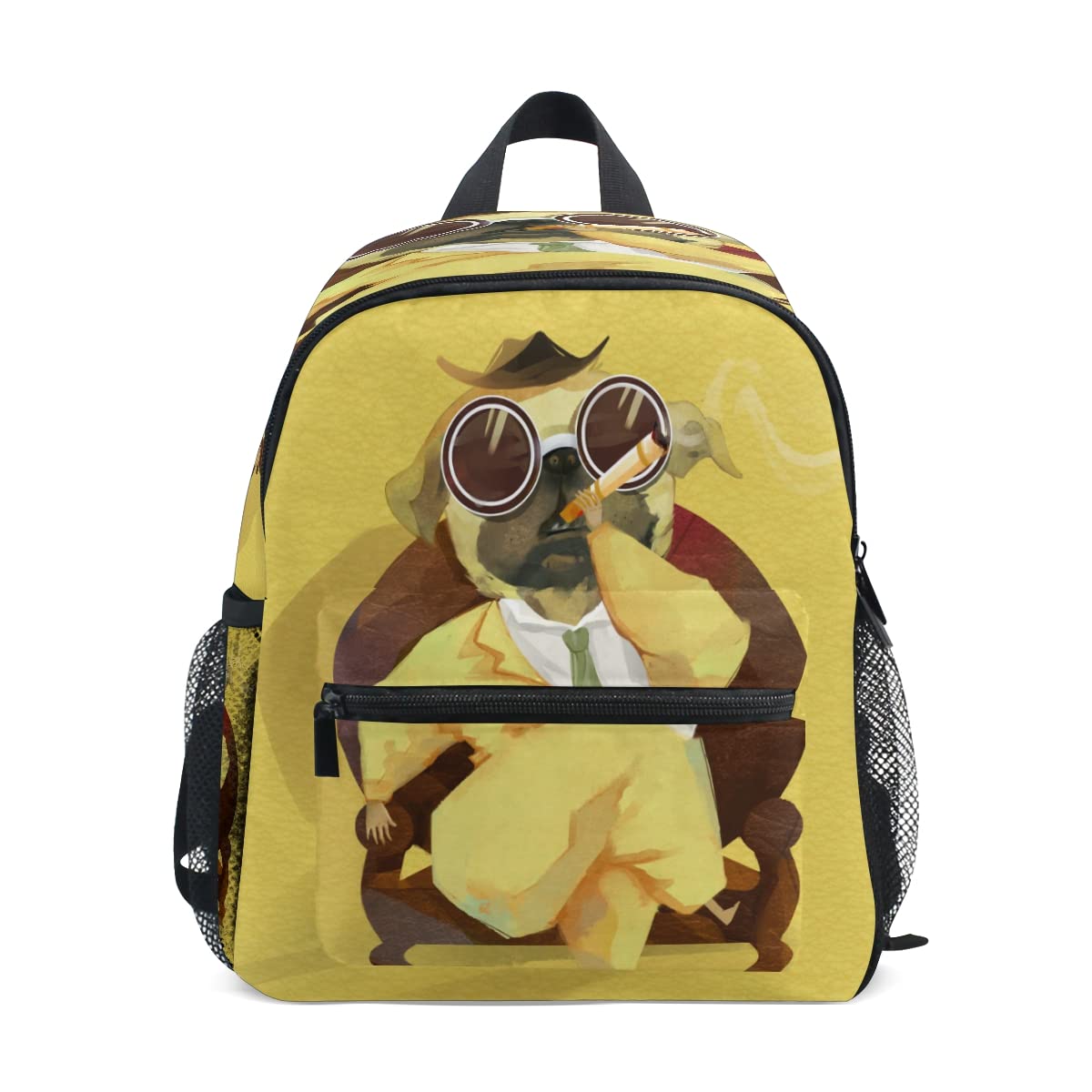 Stylish Pug with Sunglasses Smoking Print Kids Backpack - Waterproof Toddler Backpack for Boys & Girls - Perfect for Preschool, Daycare & Travel Accessories