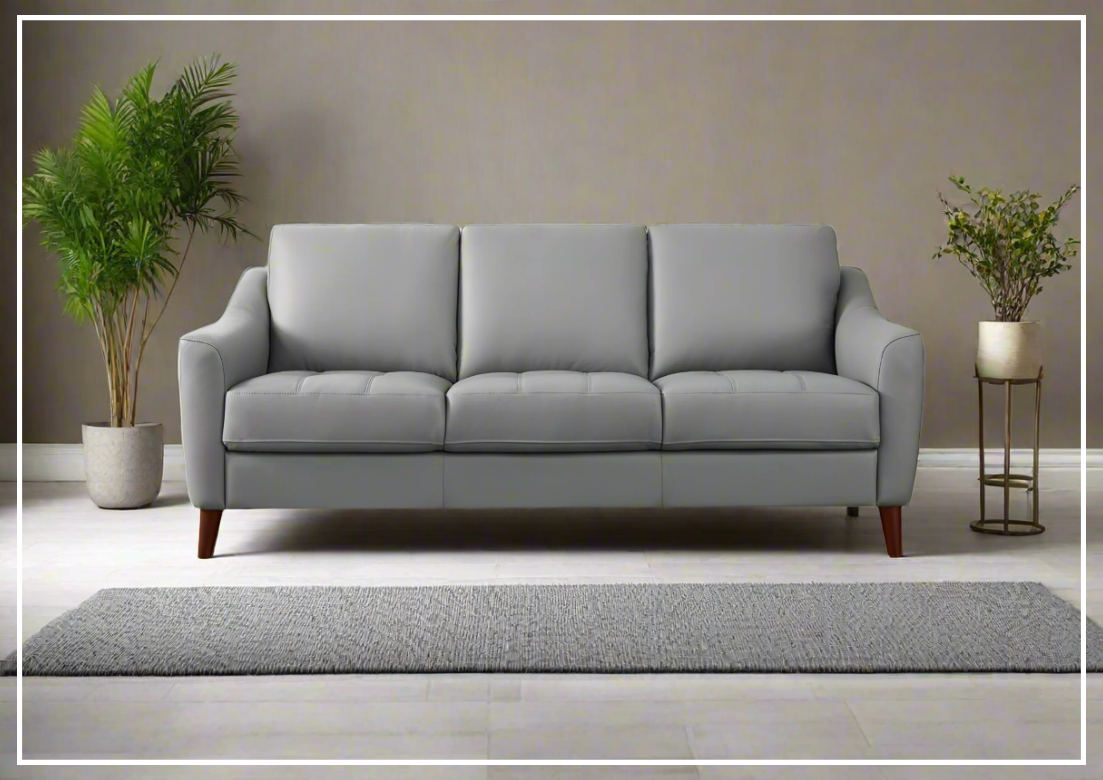 Hydeline Ersa 3-Seater Genuine Leather Sofa with Soft Slope Arms - Modern Living Room Furniture for Home, Office & Lounge Comfort