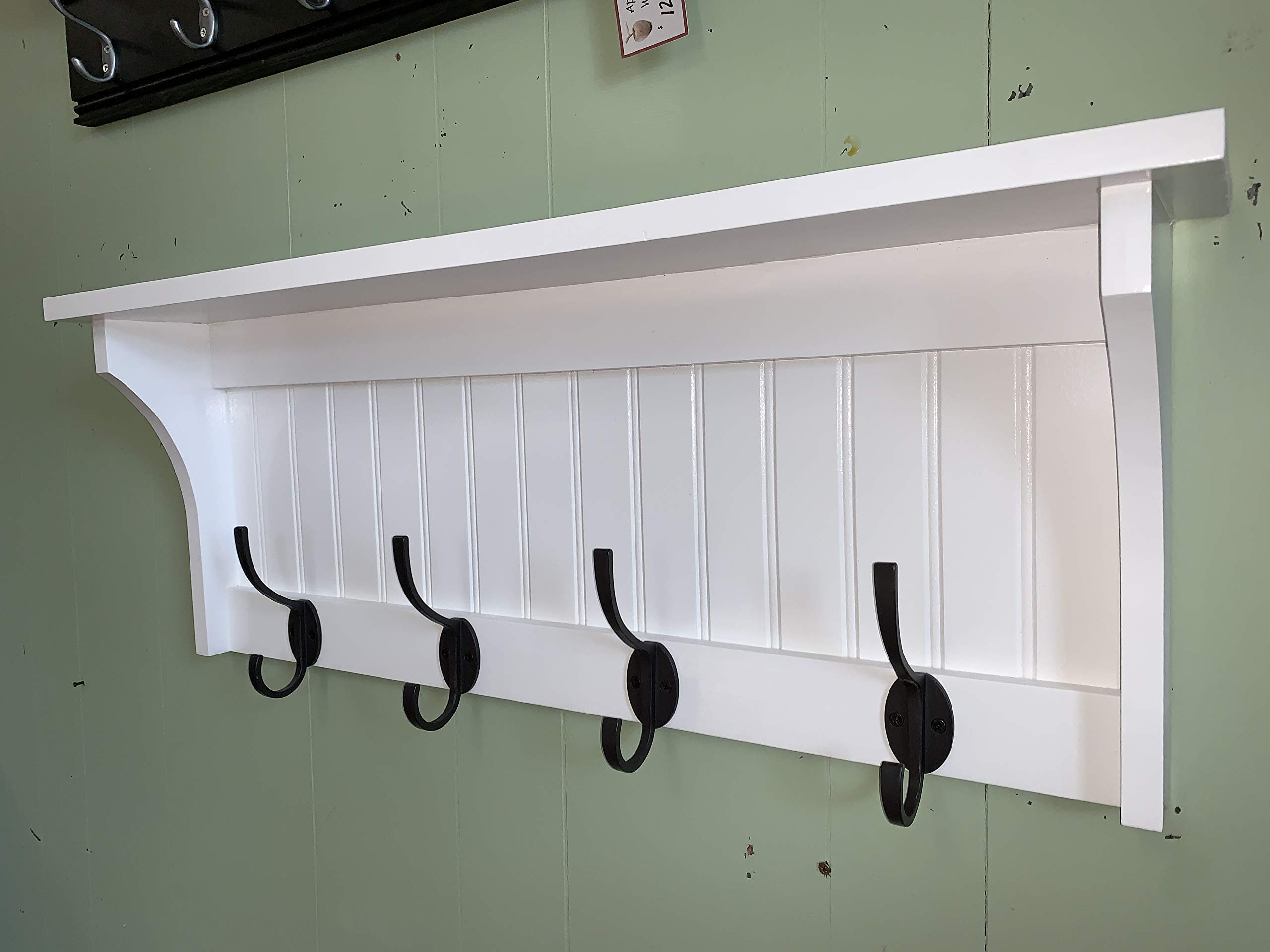 Modern Wooden Wall Mounted Coat Rack with Hooks & Shelf - Sturdy Entryway Organizer for Jackets, Hats, Bags & Robes - Perfect for Hallway, Bedroom or Mudroom Storage