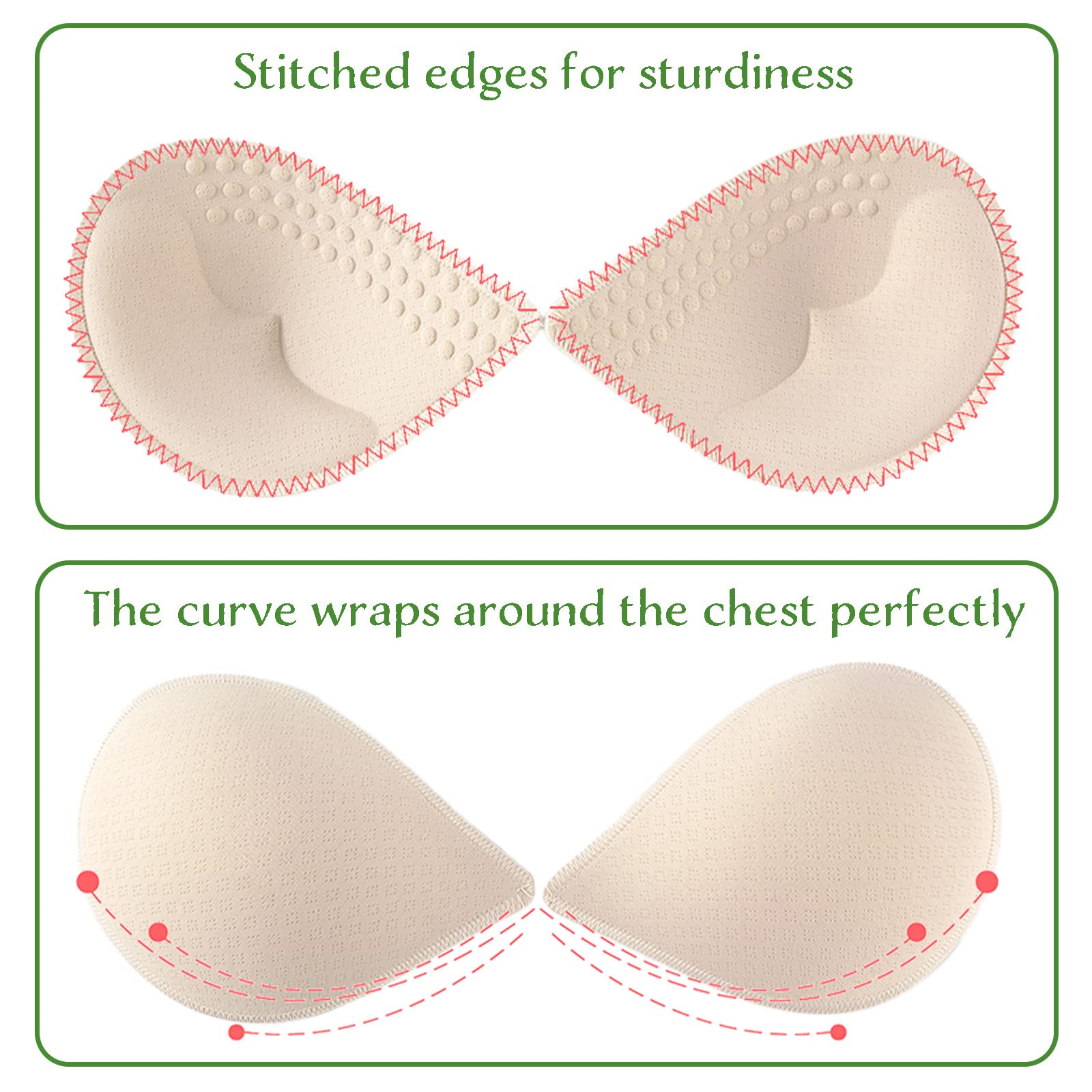 KOOAAICCHI Removable Latex Bra Pads for Women - Comfortable Inserts for Sports Bras & Swimsuits | Perfect for Gym, Yoga, Swimming & Active Wear