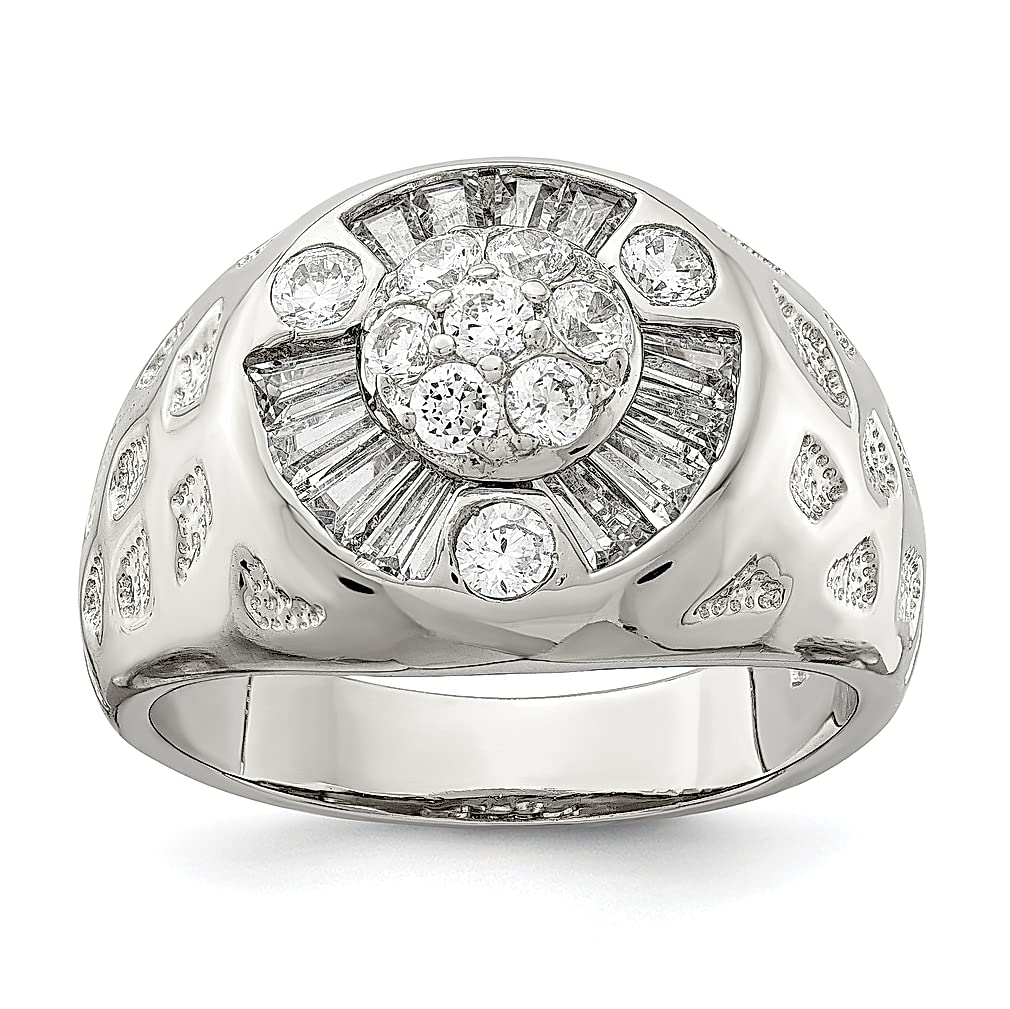 925 Sterling Silver Men's Cubic Zirconia CZ Ring - Elegant Fine Jewelry for Men, Gifts for Him, Dad, Husband - Perfect for Weddings, Anniversaries & Special Occasions