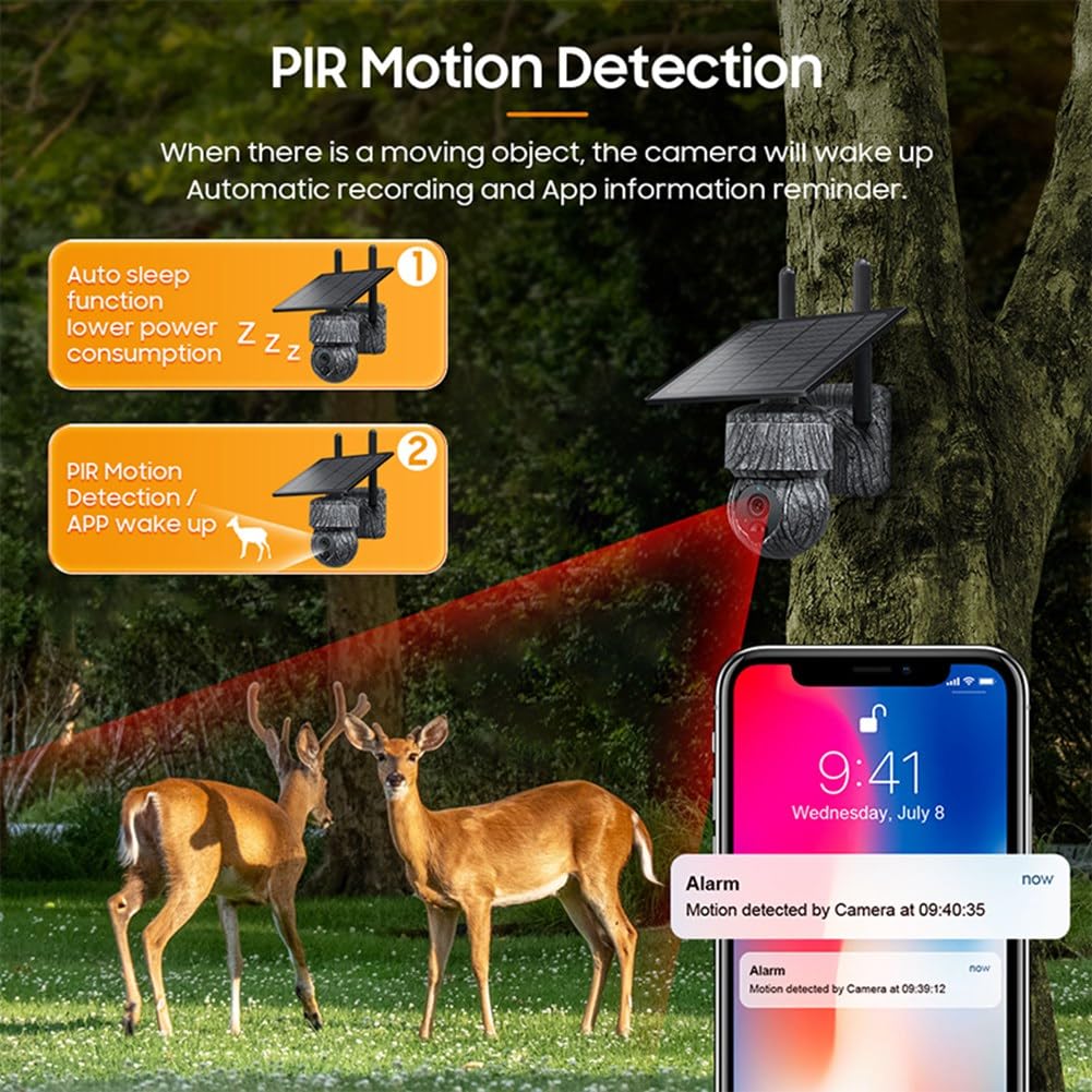 HUPYOMLER 3MP 4G SIM Solar PTZ Security Camera - Wireless Outdoor IP Camera with Solar Panel, Two-Way Audio, Night Vision & Easy Installation - Ideal for Home Security, Farm Monitoring, and Business Surveillance