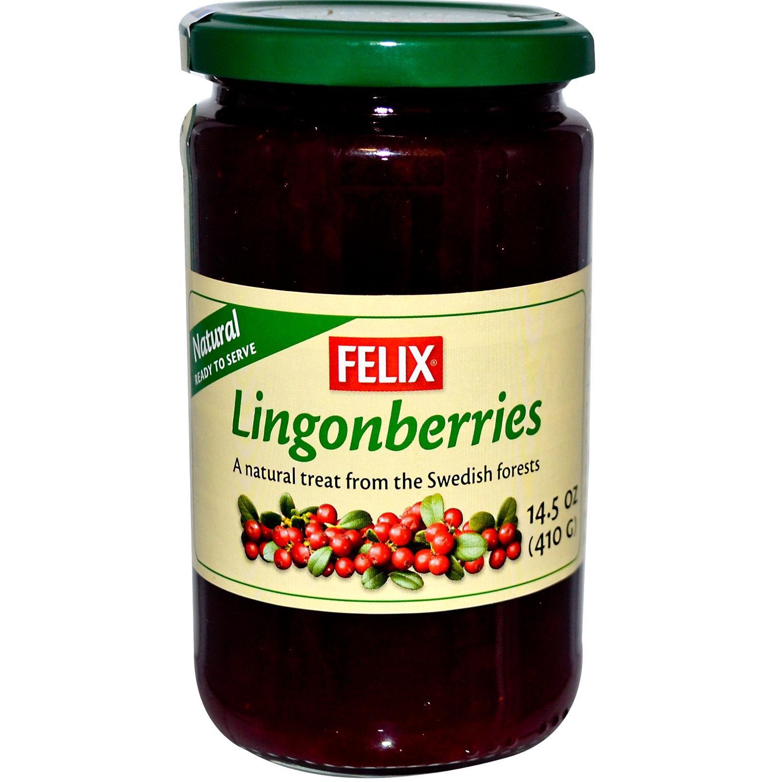 Organic Felix Lingonberry Jam, 14.5-Oz Glass Jar (Pack of 4) - Swedish Berry Preserve for Pancakes, Waffles & Toast - Perfect Breakfast Spread & Dessert Topping