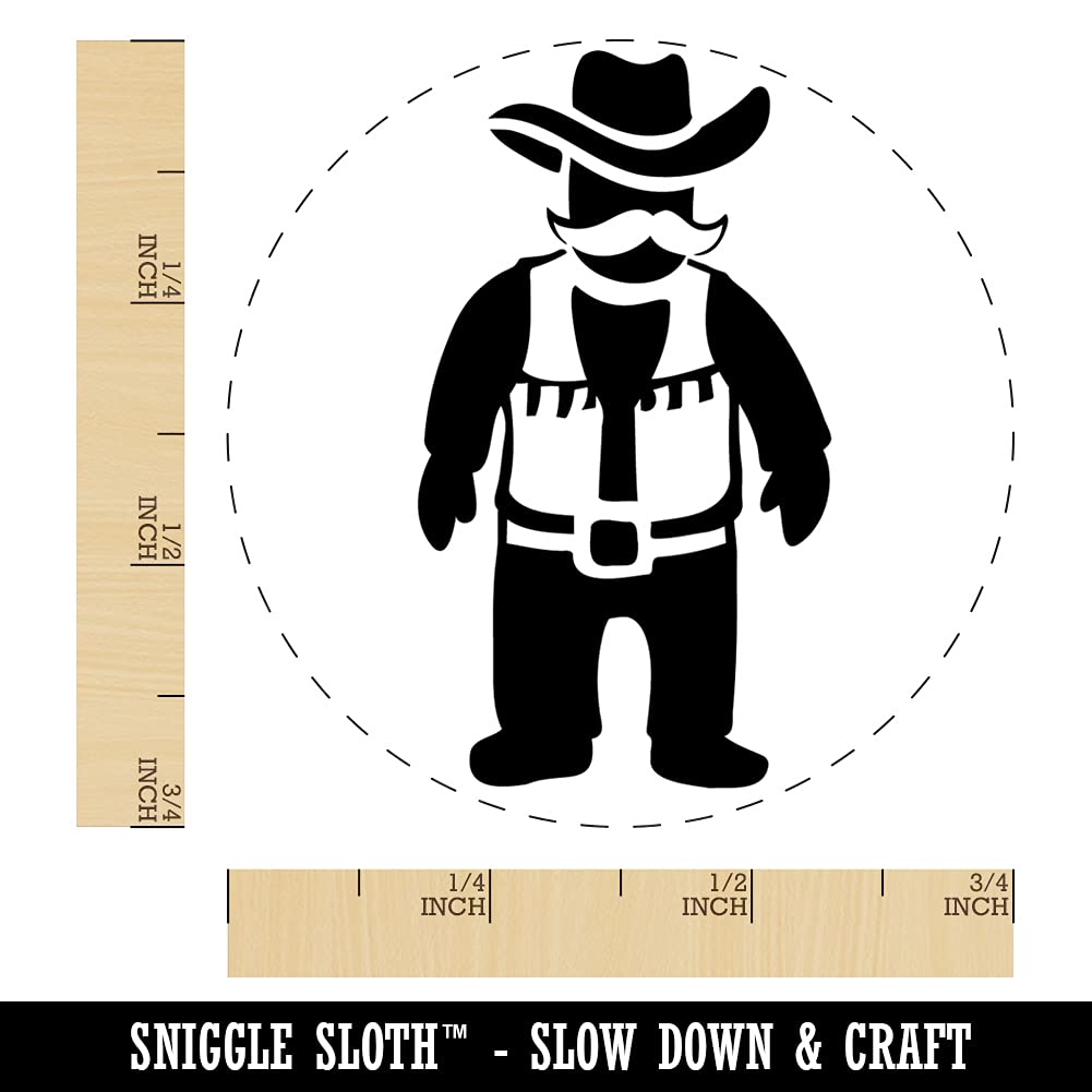 Cowboy Rancher Mustache Hat & Vest Rubber Stamp - 3/4 Inch Small Craft Stamp for DIY Scrapbooking, Journaling, Planner Decor, Card Making & Paper Crafts