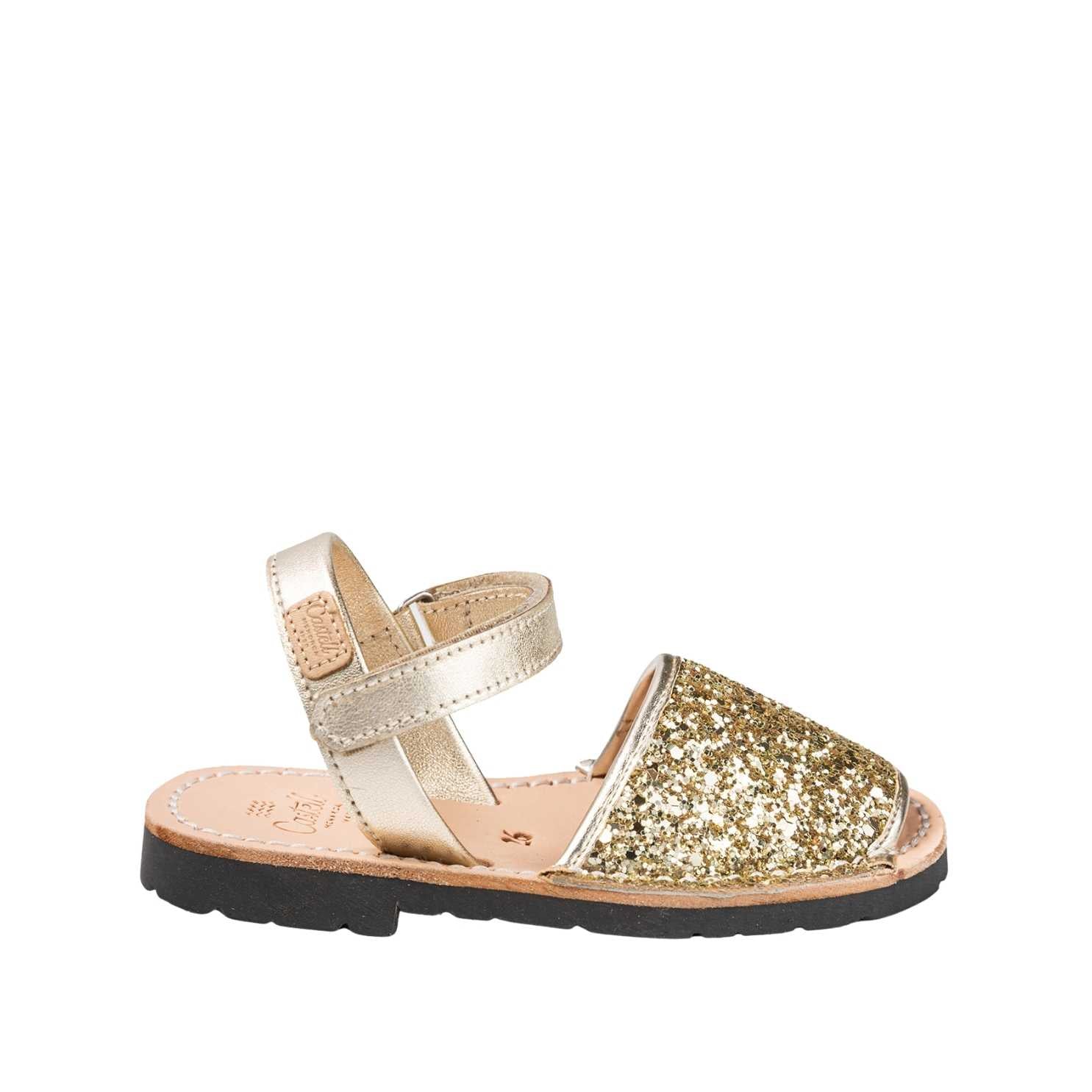 Glitter Leather Open Toe Menorcan Sandal For Kids - Iker 1002R Sparkly Sandals | Comfortable & Stylish Summer Shoes for Girls & Boys | Perfect for Beach, Pool & Outdoor Play