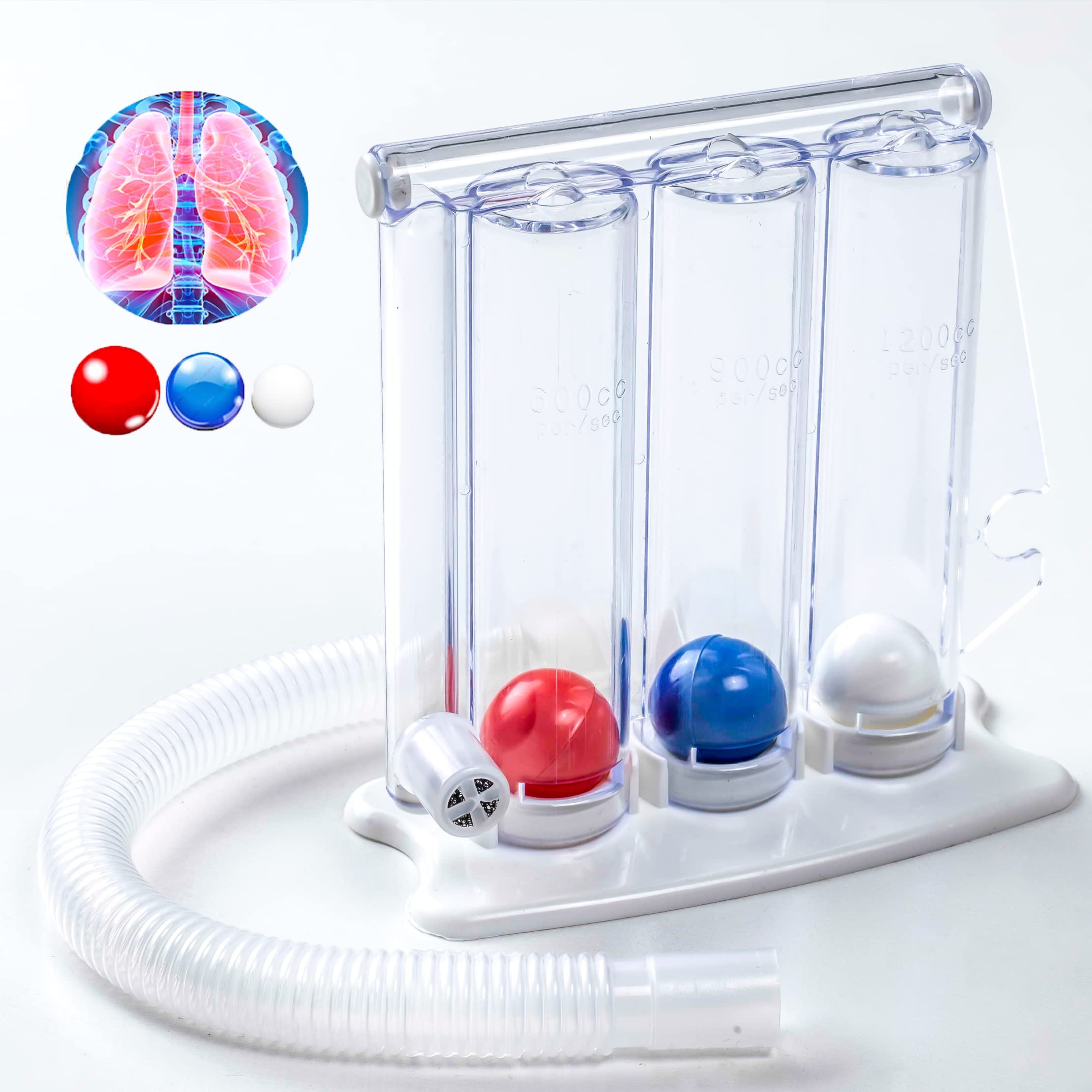 Deep Breathing Exercise Device for Lung Capacity - Portable Respiratory Trainer with Mouthpiece - Improve Breathing & Lung Health - Perfect for COPD, Asthma, Yoga & Meditation