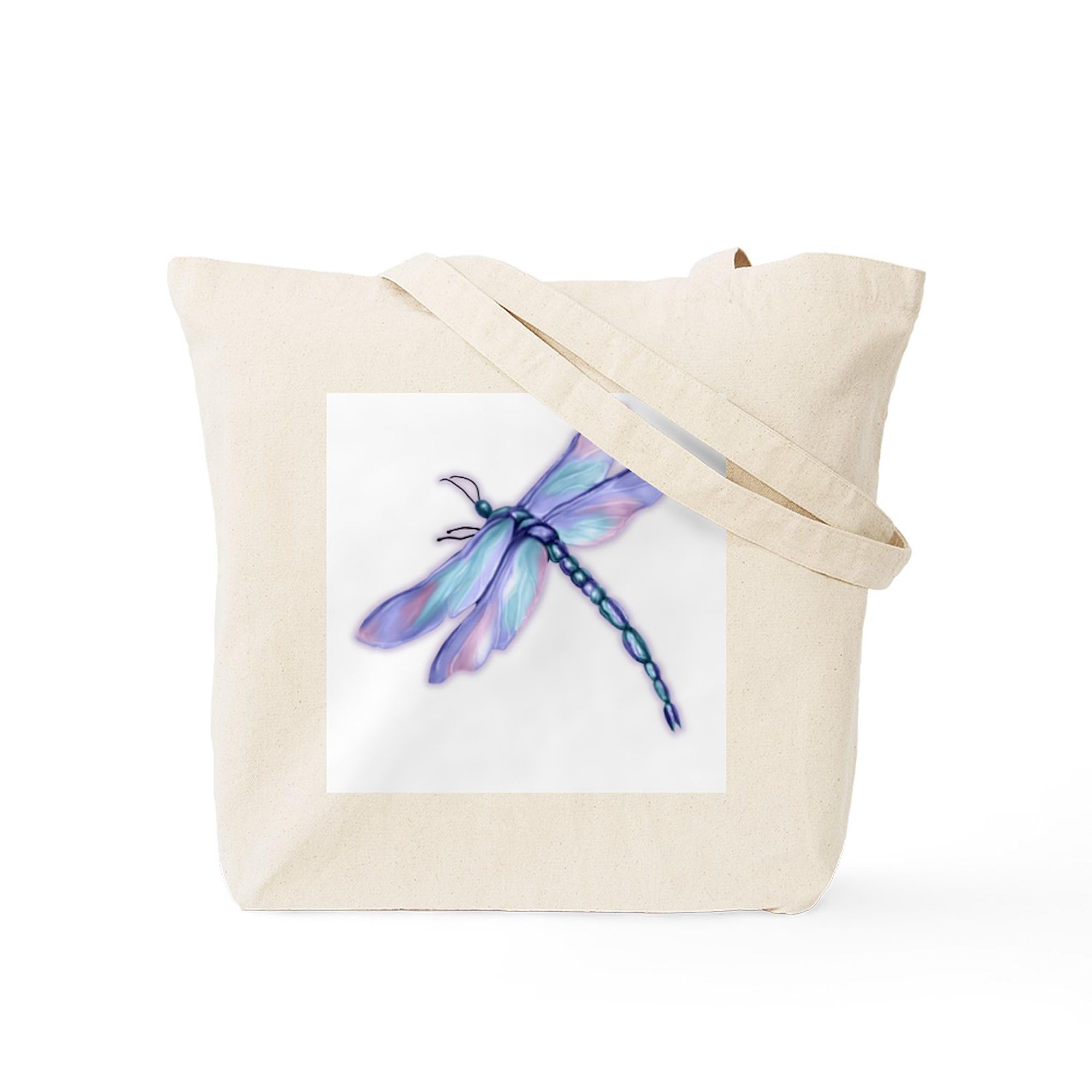 Dragonfly & Cattails Canvas Tote Bag - Eco-Friendly Reusable Shopping Bag for Groceries, Beach, Work & Daily Use