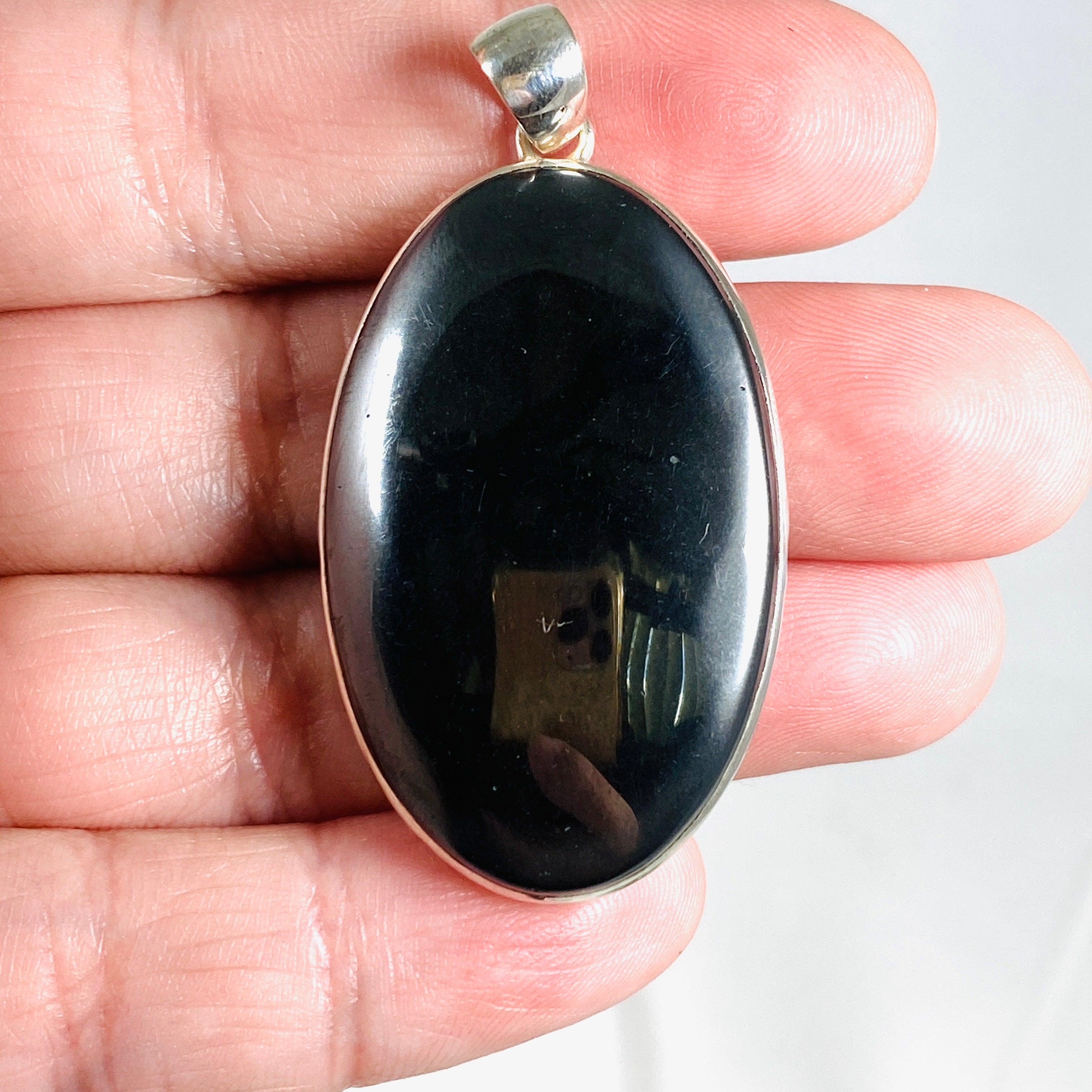 Natural Hematite Oval Pendant Necklace KPGJ2999 - Healing Crystal Jewelry for Stress Relief & Energy Balance | Perfect for Meditation, Yoga & Spiritual Gifts