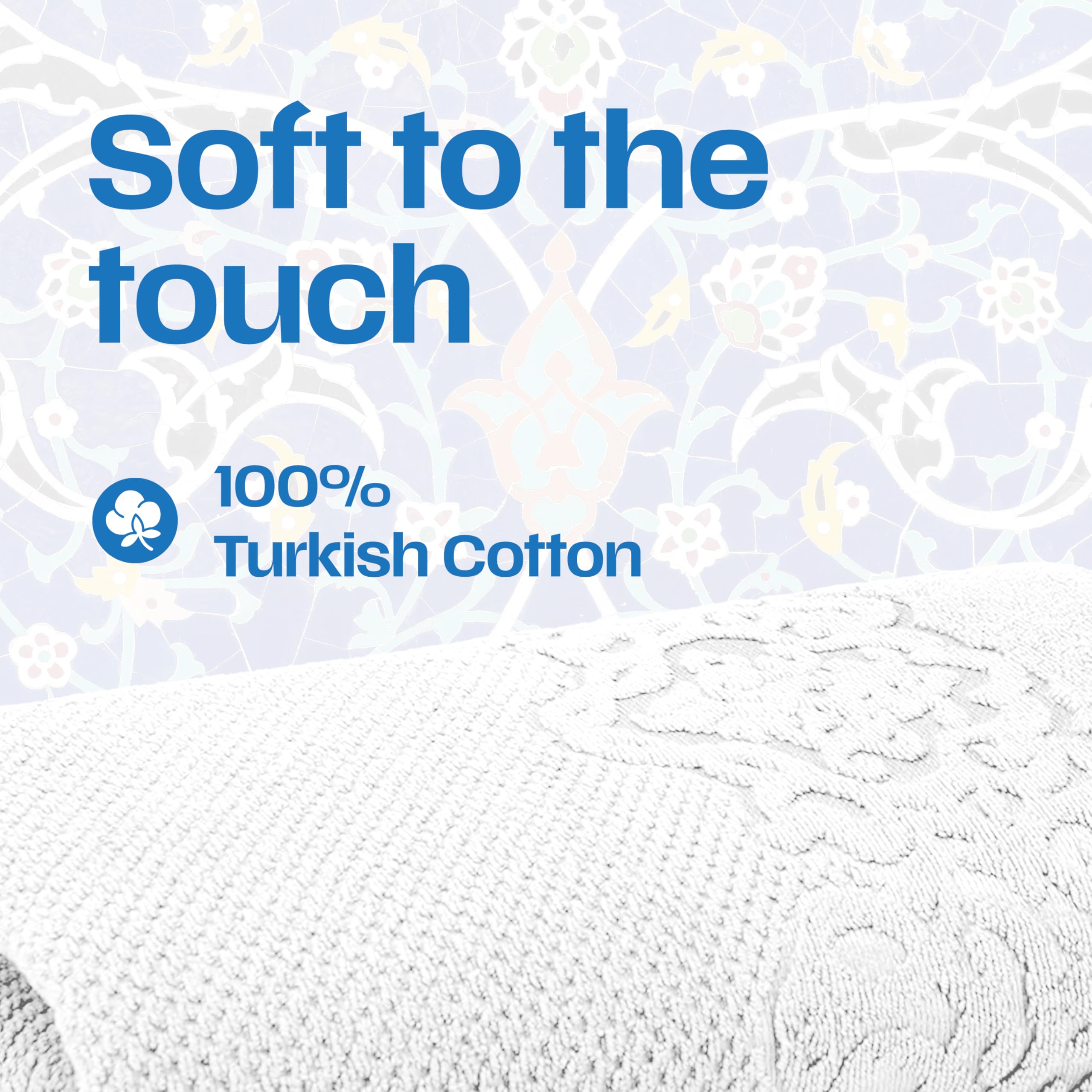 Premium Turkish Cotton Bath Towels Set of 6 - Ultra Soft & Highly Absorbent Luxury Towels (1 Bath, 1 Hand, 4 Washcloths) - Lightweight & Quick-Drying for Spa, Bathroom & Beach Use - White