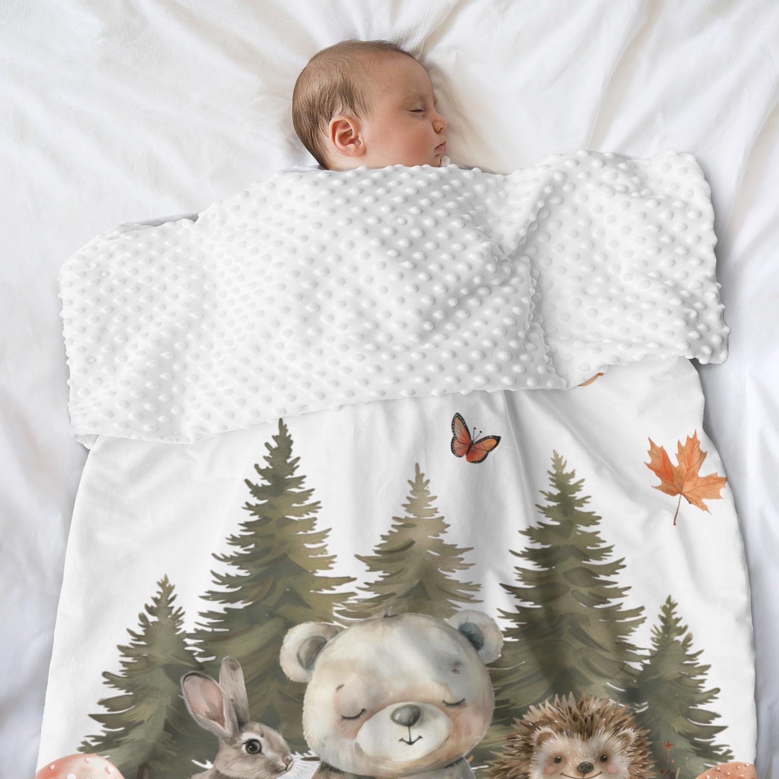 Personalized Baby Blankets for Boys & Girls - Custom Name Baby Blanket for Newborns, Toddlers | Soft Double-Layer Nursery Blanket with Dotted Backing - Perfect for Crib, Stroller, Gift & Photo Shoots (Animal Forest Design)