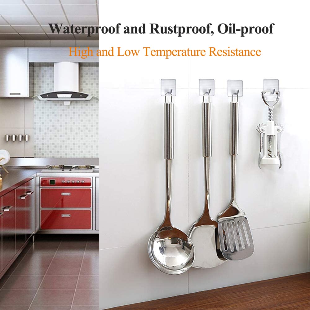 Heavy Duty Stainless Steel Adhesive Towel Hooks - 4 Pack Waterproof Wall Mount Hooks for Bathroom, Shower, Bedroom - Perfect for Hanging Towels, Robes, Coats, Hats - Strong Stick-On Design No Drilling Needed