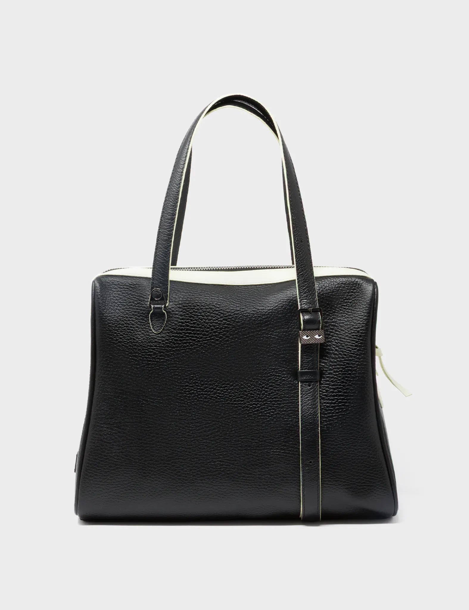 Stylish Esther Almond & Black Satchel Handbag with Happy Clouds Design - Perfect for Work, Travel, and Everyday Use