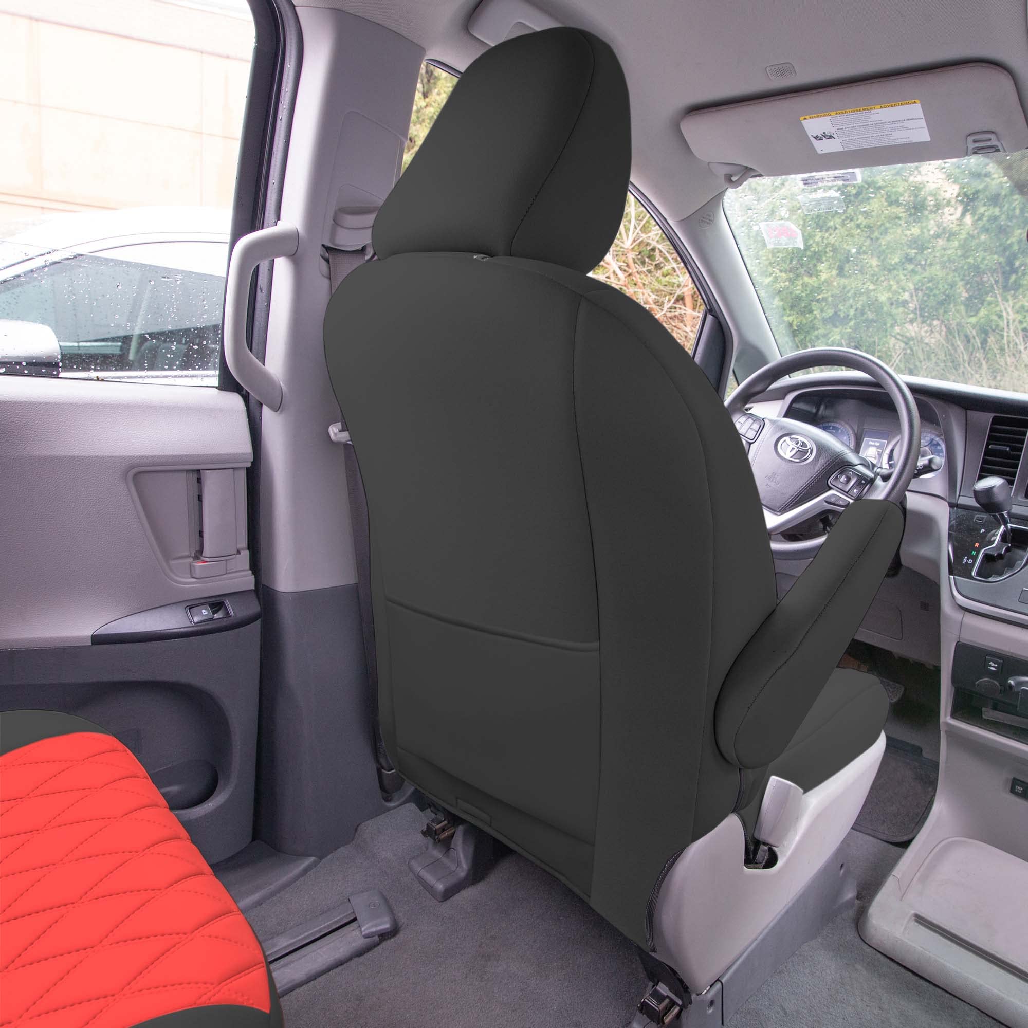 FH Group Custom Fit Neoprene Seat Covers for 2011-2020 Toyota Sienna - Waterproof Neosupreme Automotive Seat Protectors (3rd Row, Red) | Durable & Comfortable for Family Road Trips, Camping & Daily Commute