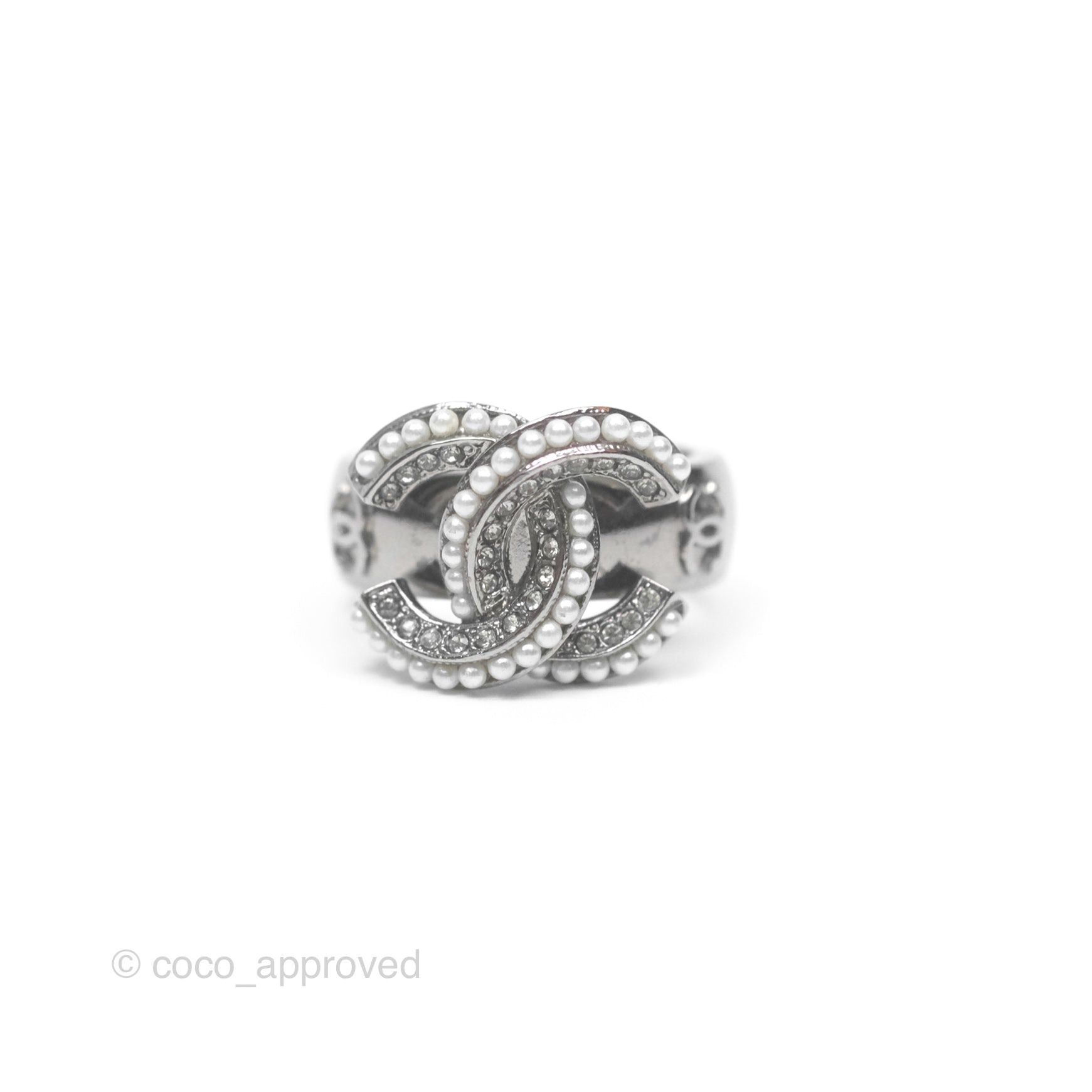Chanel CC Ring Brushed Silver Tone 10A - Elegant Fashion Jewelry for Women | Perfect for Parties, Weddings & Date Nights