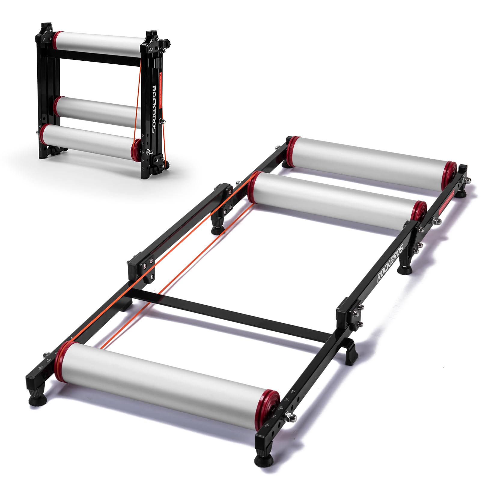 ROCKBROS Adjustable Bike Rollers Trainer Stand - Foldable Indoor Cycling Exercise Equipment with Resistance for MTB & Road Bikes | Perfect for Home Workouts & Winter Training