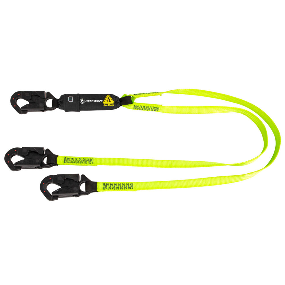 Arc Flash 6ft Safety Lanyard with Energy Absorber - Dual Leg Fall Protection, Dielectric Snap Hooks for Electrical Work & Utility Maintenance