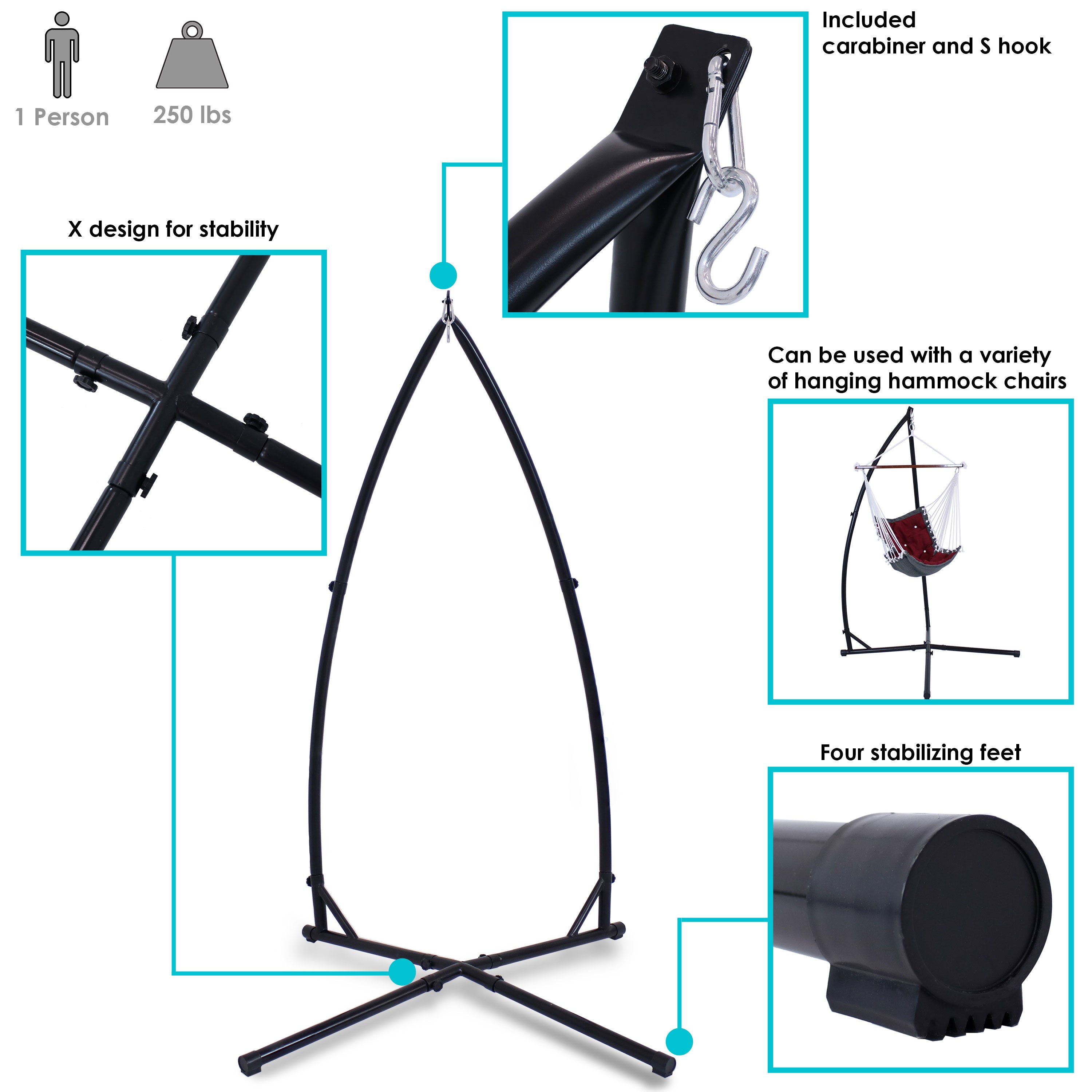 Durable X Stand for Hanging Hammock Chairs - Heavy Duty Indoor/Outdoor Use - Perfect for Patio, Garden, Backyard & Relaxation