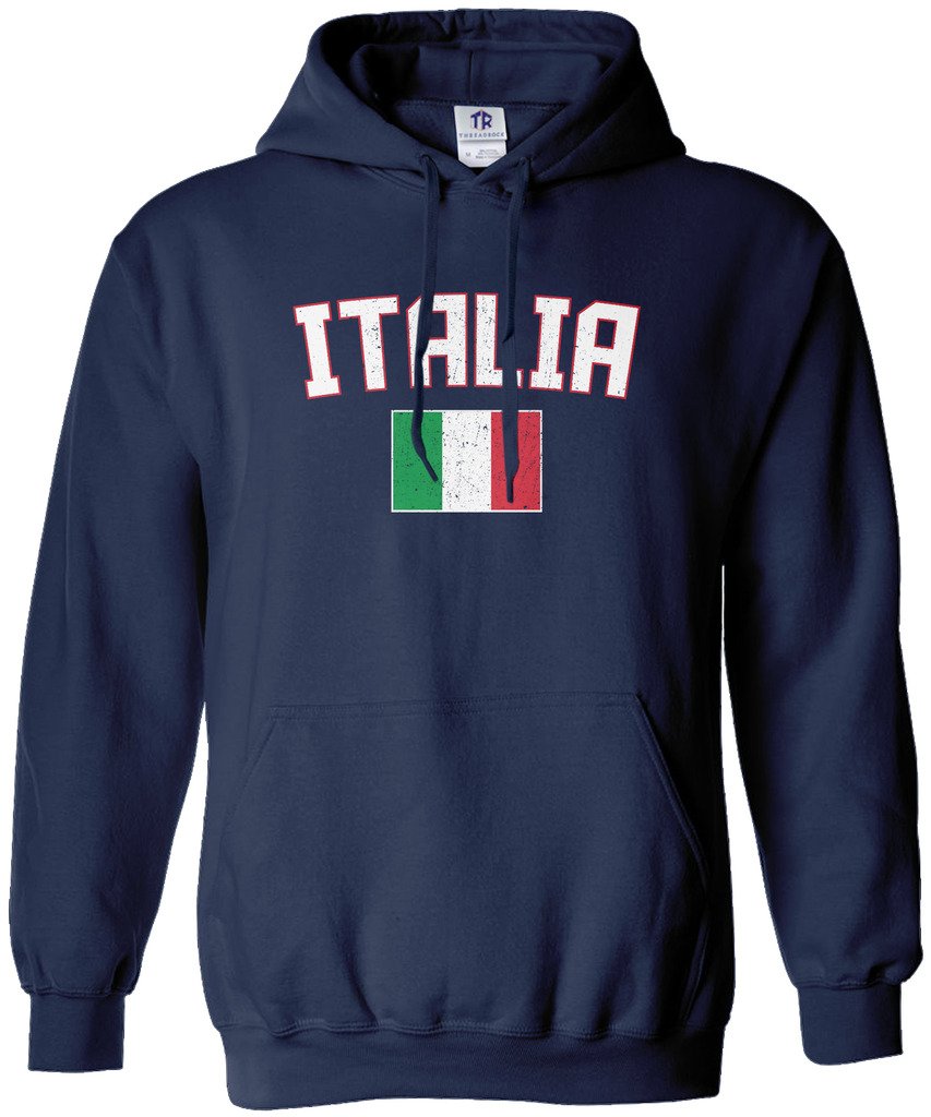 Threadrock Women's Italia Flag Hoodie Sweatshirt - Italian Pride Pullover Hooded Sweater for Women - Perfect for Casual Wear, Sports Events & Travel