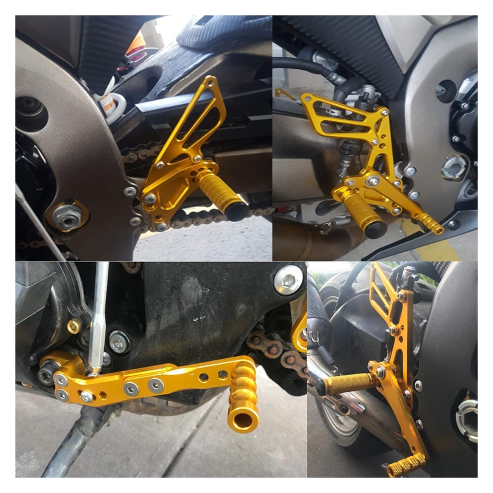 Suzuki GSXR600 GSXR750 2011-2015 Adjustable CNC Motorcycle Foot Pegs Rearsets - Titanium Color - Perfect for Track Racing & Street Riding