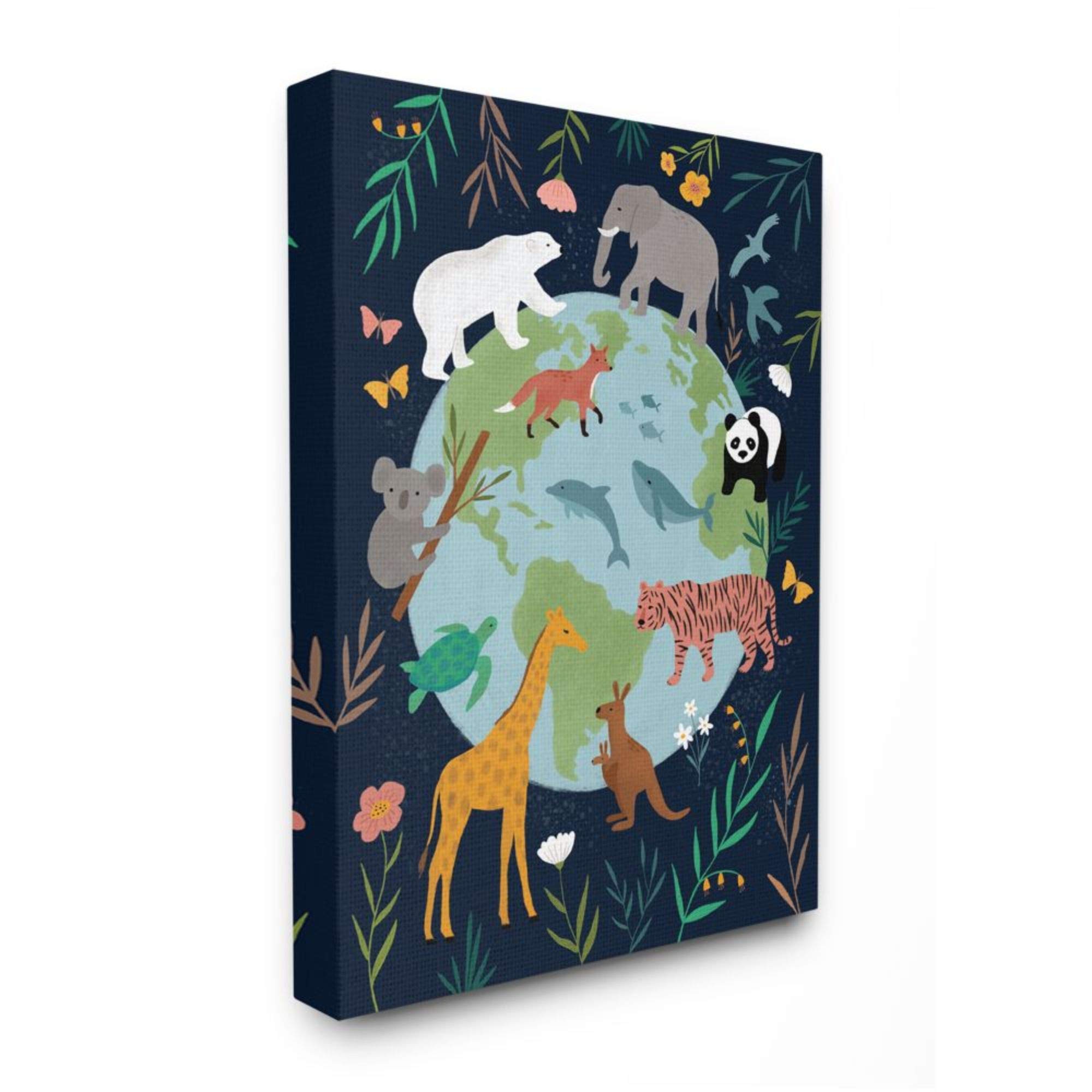 Stupell Industries Jungle Animals & Earth Nature Floral Border Canvas Wall Art by Nina Seven - 36