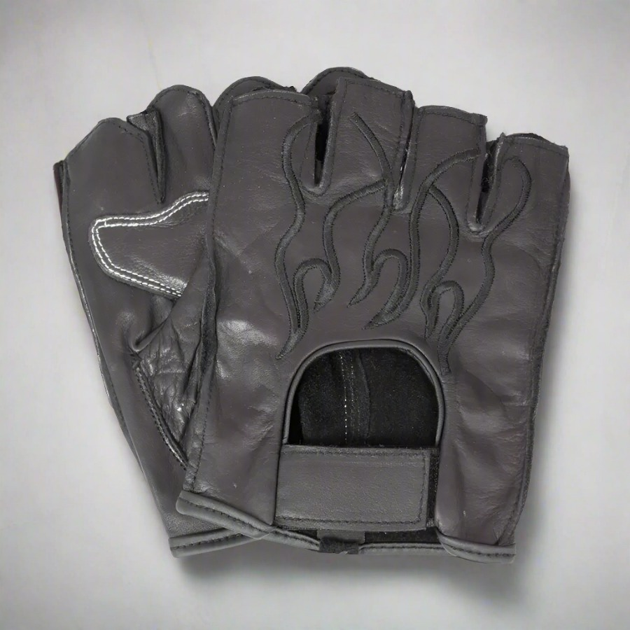 Open Road Men's Fingerless Leather Gloves - Biker & Motorcycle Riding Gloves for Cold Weather & Outdoor Activities