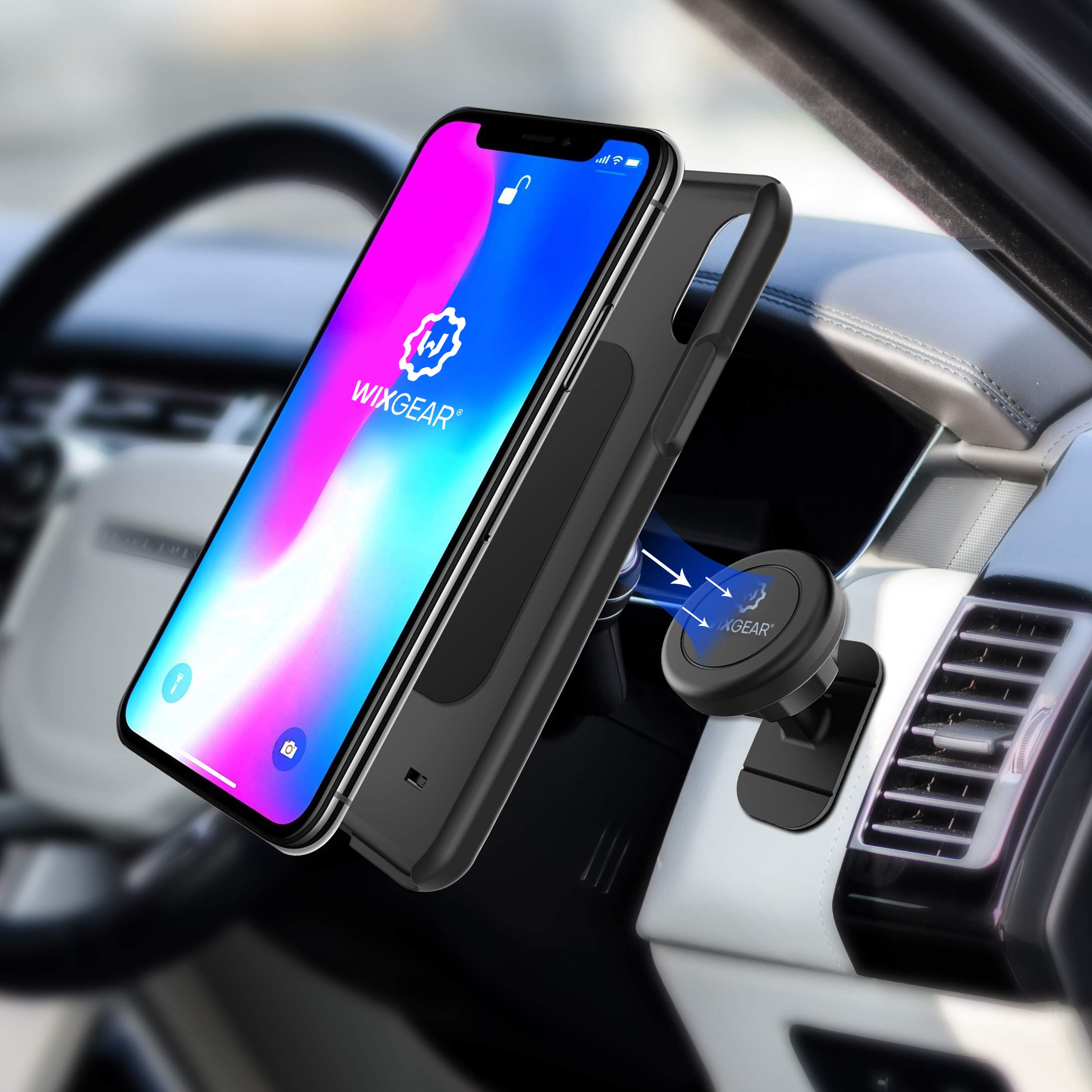 WixGear Universal Magnetic Car Phone Mount - Strong Dashboard & Windshield Holder for iPhone, Samsung & Mini Tablets | Fast Snap Technology | Perfect for GPS Navigation & Hands-Free Driving