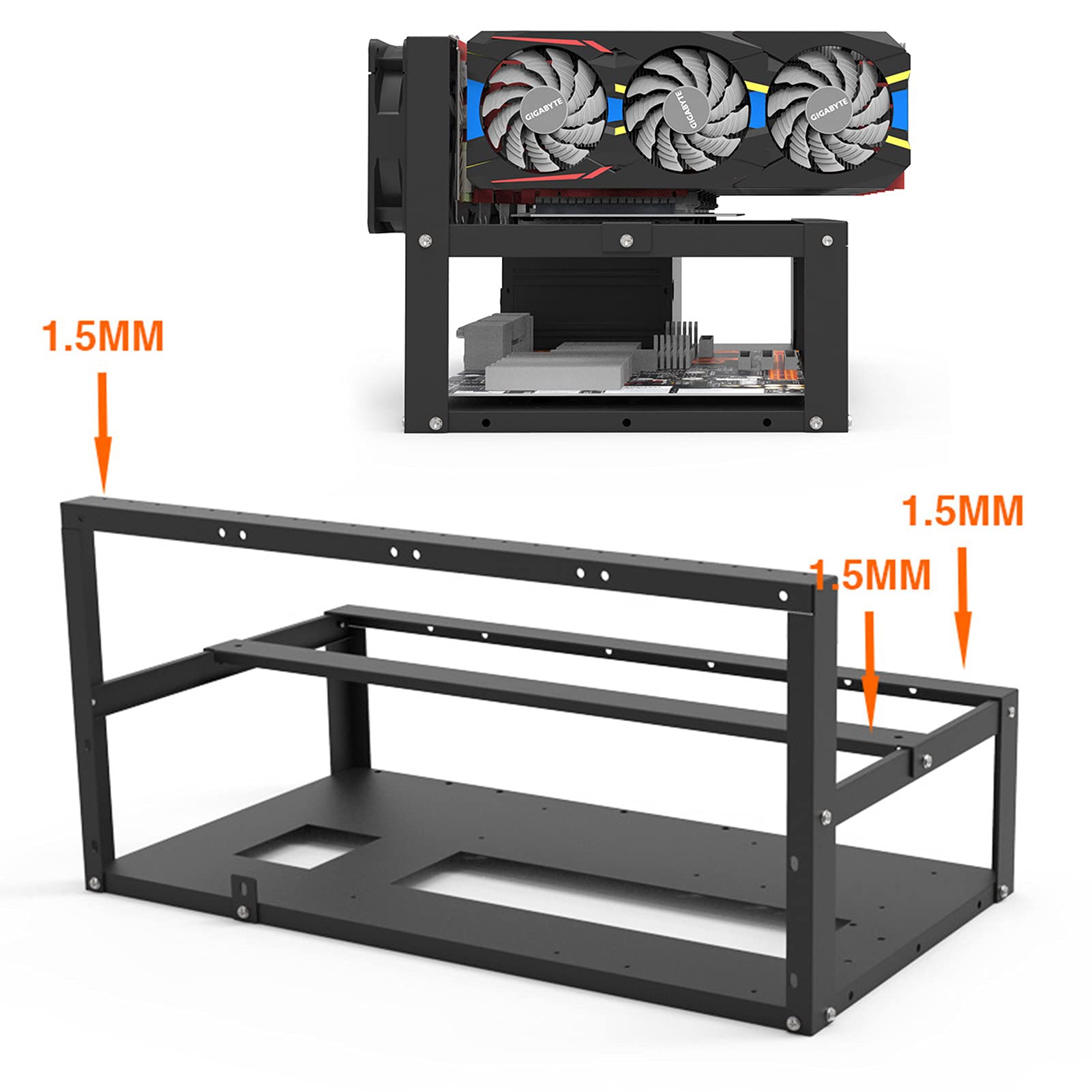 6-GPU Mining Rig Frame - Stackable Open Air Mining Case for Cryptocurrency, Durable Miner Computer Rack Chassis & Server Rack - Perfect for Ethereum, Bitcoin, Litecoin Mining Setup