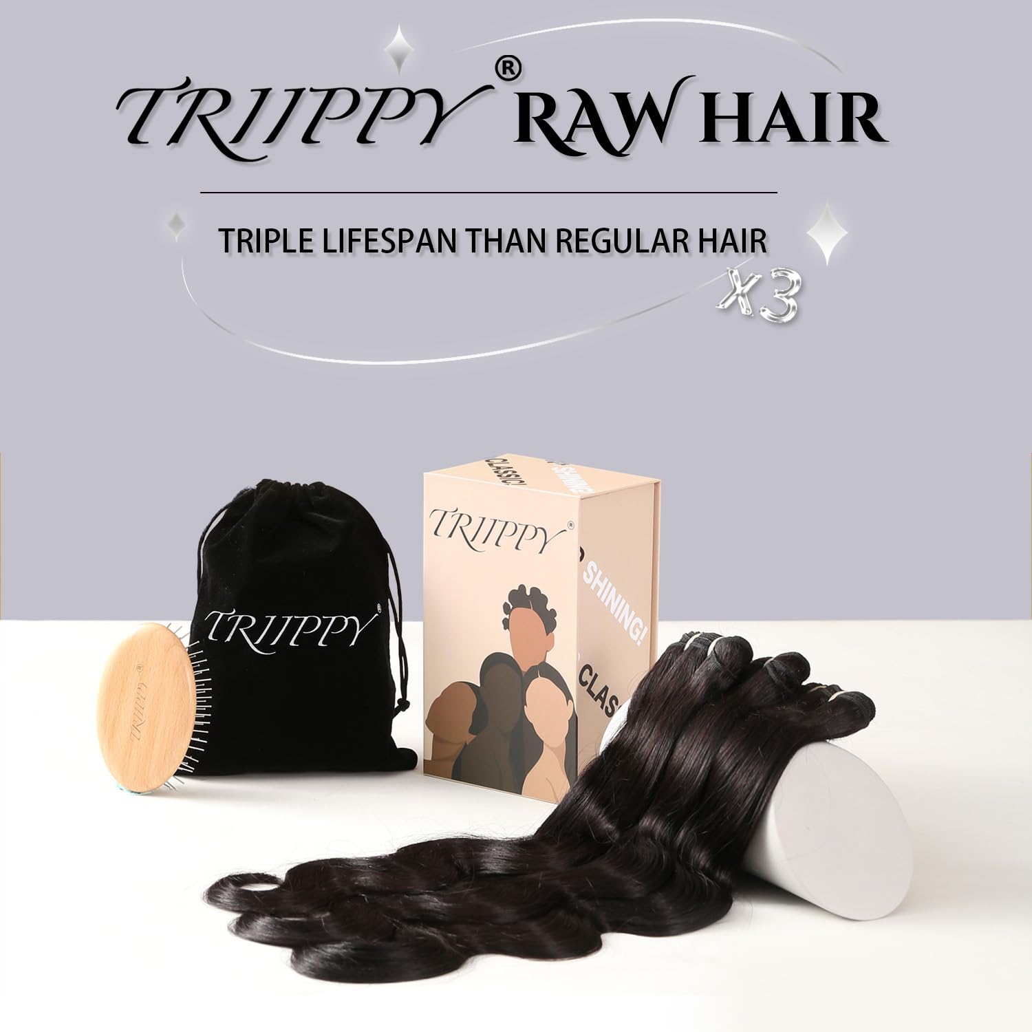 Premium TRIIPPY Clip-in Hair Extensions 22 Inch 8-Piece Set (120g) - 100% Raw Cambodian Human Hair, Body Wave, Natural Black | Triple Lifespan, Stays Smooth & Silky | Perfect for Daily Wear, Parties, Weddings & Special Occasions
