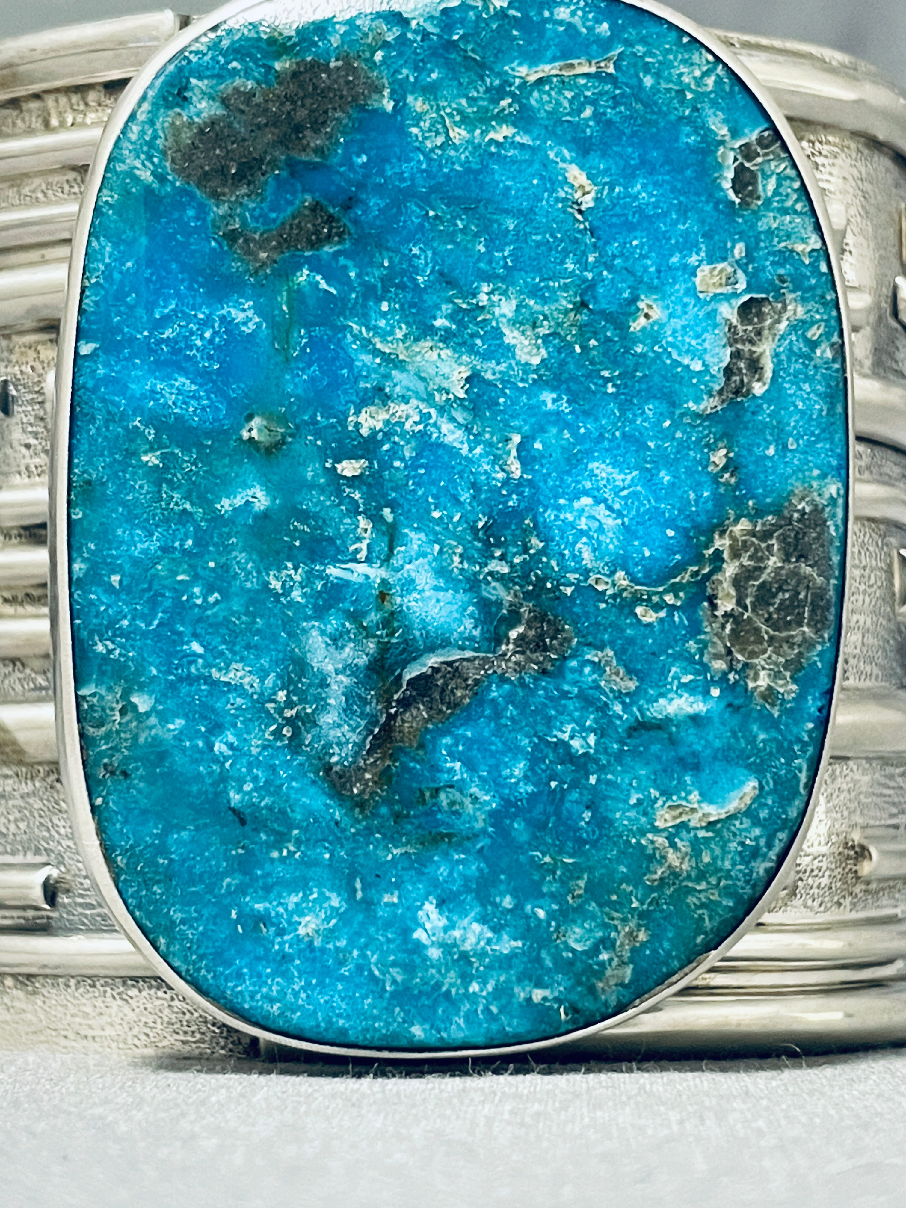200 Gram Monster Gilbert Turquoise Native American Navajo Sterling Silver Bracelet - Handmade Southwest Jewelry for Women & Men - Perfect for Boho Fashion, Gift Giving & Special Occasions