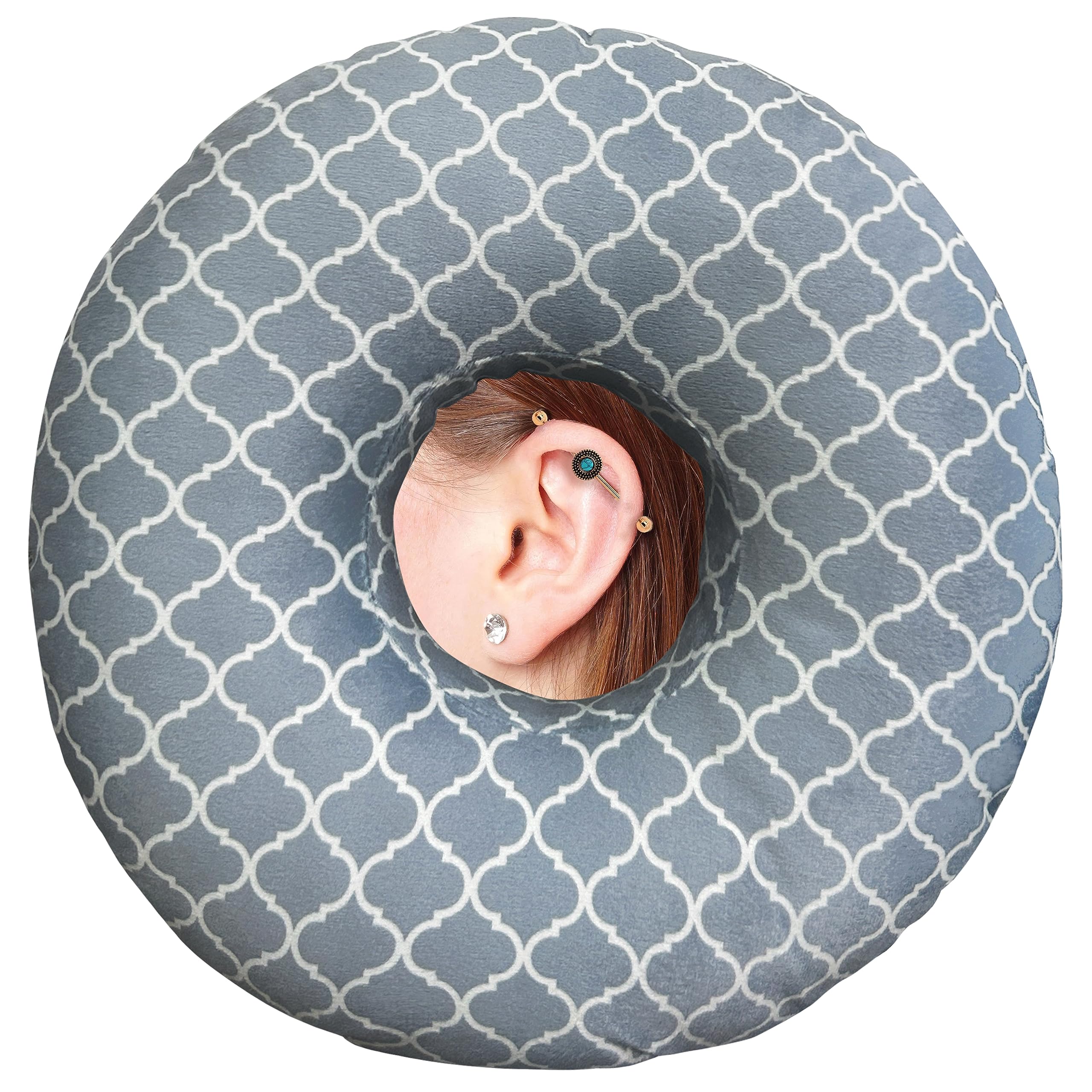 **Ear Piercing Pillow for Side Sleepers – Donut Pillow with Hole for Ear Pain Relief & Pressure Sores – Comfortable Sleeping Pillow for Adults – Perfect for Post-Ear Surgery, Tinnitus & Side Sleepers**