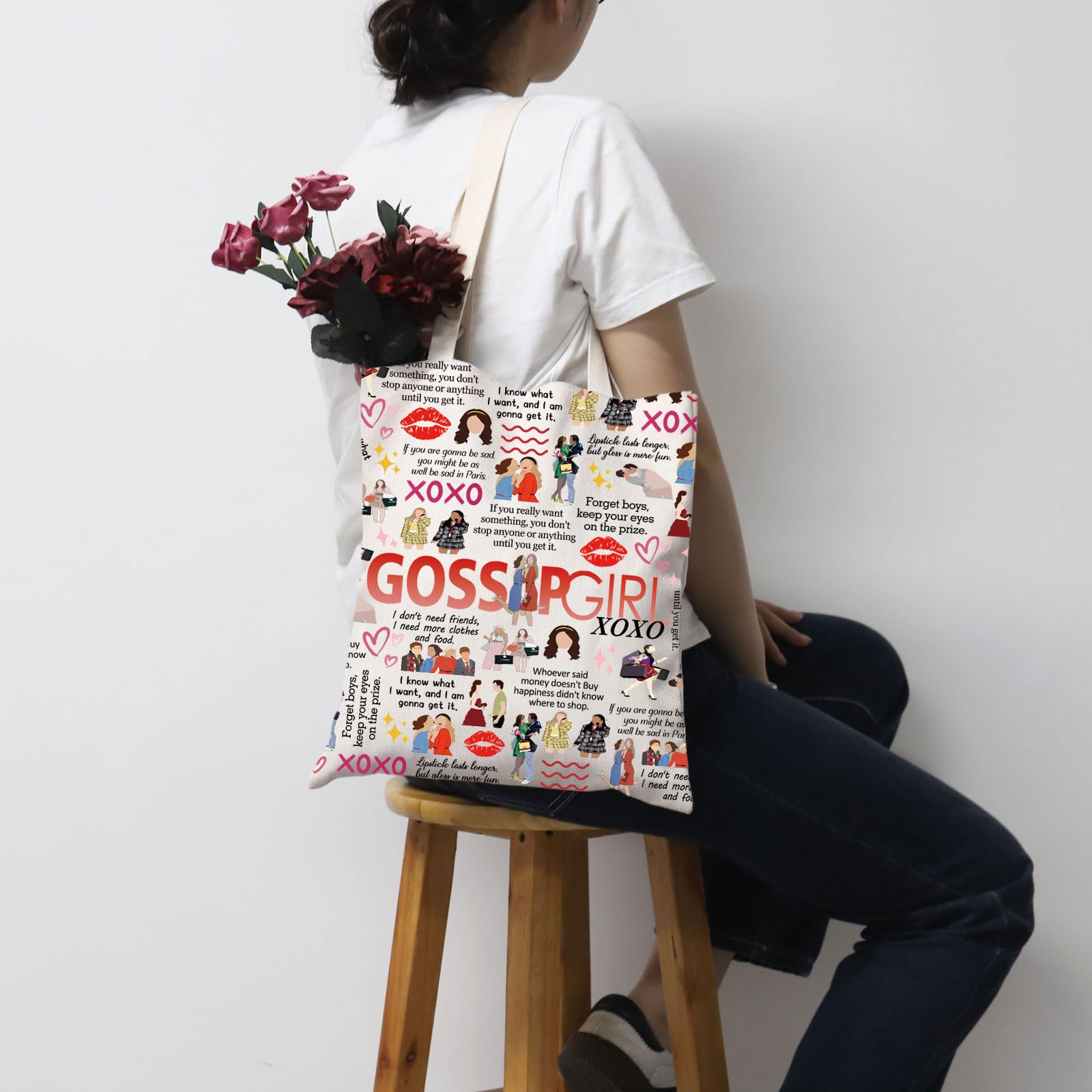 Gossip XOXO Tote Bag - Inspired by Gossip Girl TV Show - Perfect Gift for Gossip Fans & TV Show Lovers - Great for Shopping, Beach Trips & Daily Use