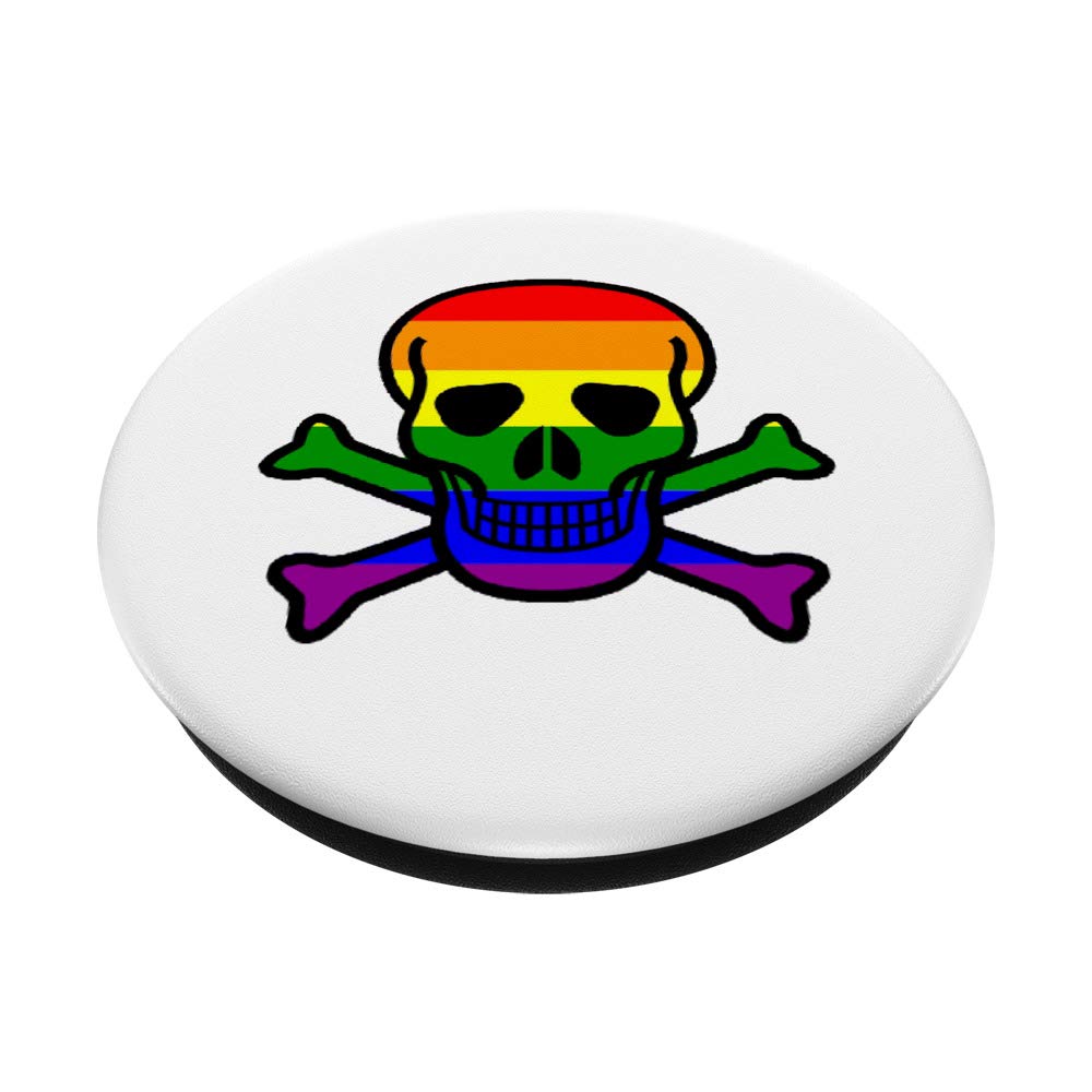Rainbow Skull & Crossbones PopSockets PopGrip - Interchangeable Phone Grip for iPhone, Samsung & Tablets | Gaming, Photography & Daily Use Accessory
