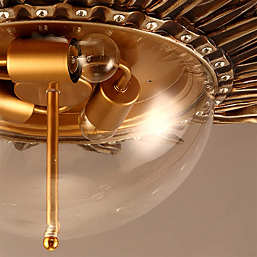 Vintage Industrial LED Flush Mount Ceiling Light Fixture - 3-Light Metal & Glass Sun Design for Living Room, Foyer, Cafe & Restaurant | Retro Hanging Pendant Lighting for Home & Commercial Spaces
