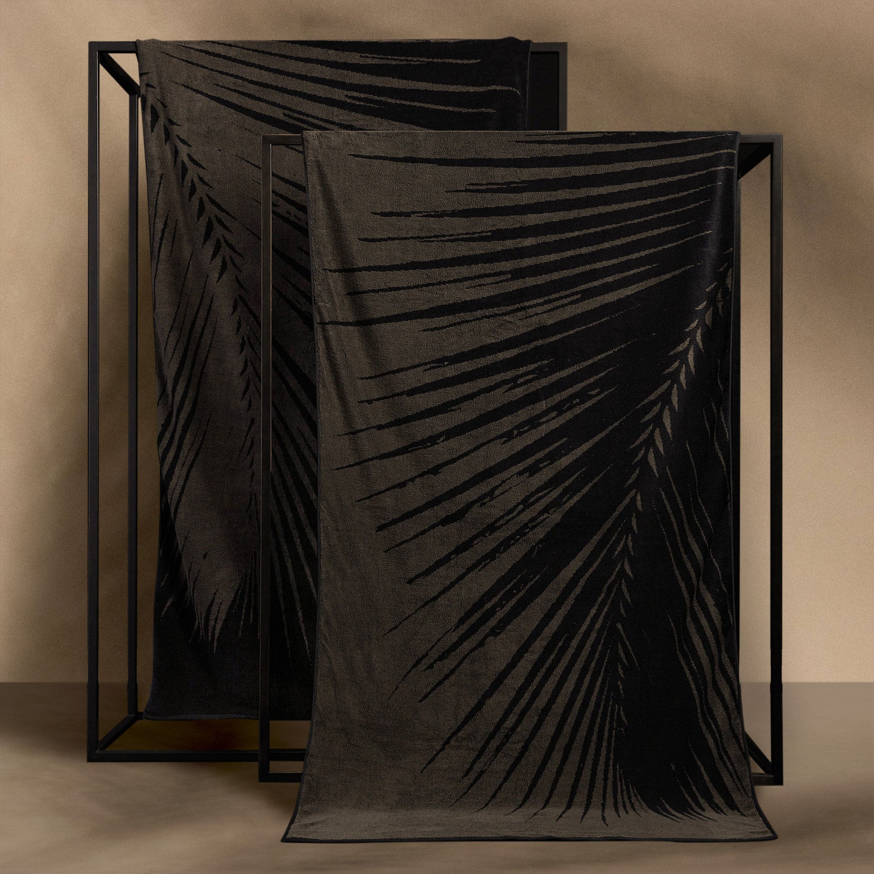 Premium Palm Frond Beach Towel - Soft & Absorbent, Tropical Palm Leaf Design in Black - Perfect for Pool, Beach, Vacation & Summer Outdoor Use
