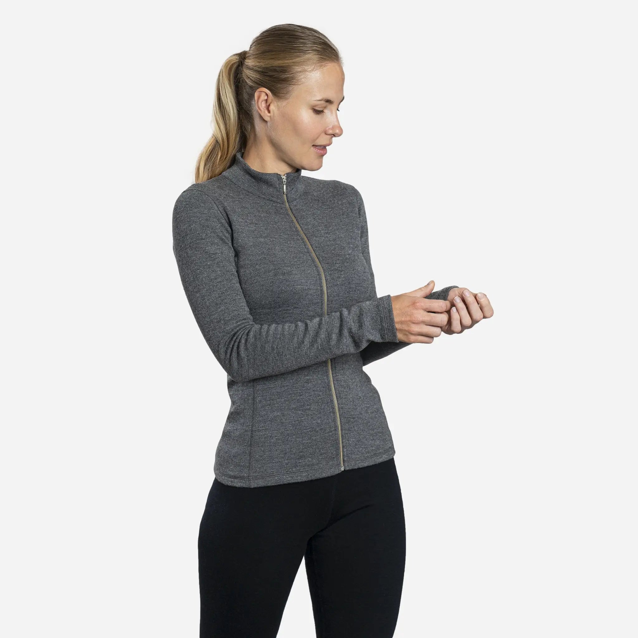 Women's Alpaca Wool Jacket - 420 Midweight Full Zip Fleece Coat for Outdoor Hiking & Winter Travel