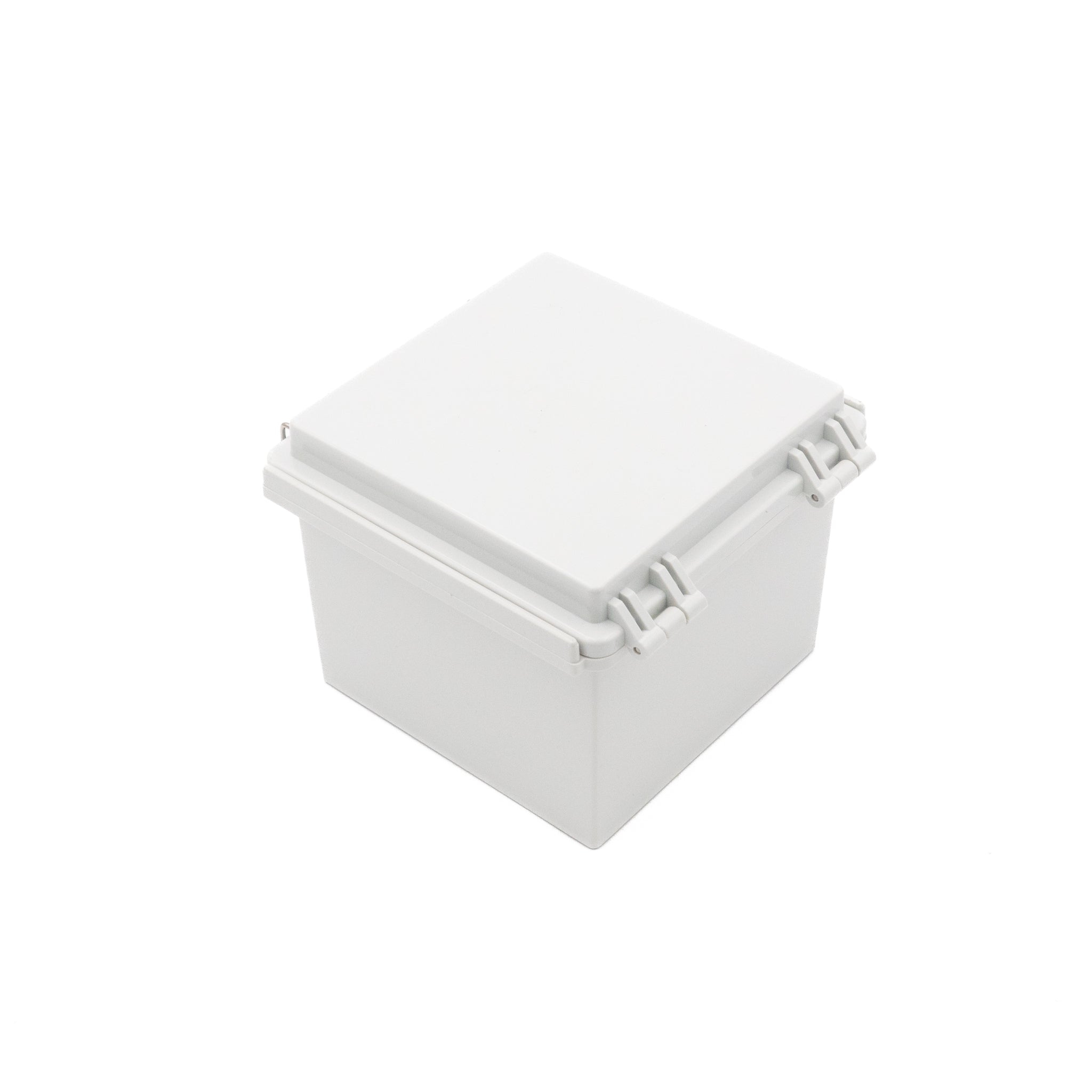 Boxco P Series 5.91 x 5.91 x 4.72 Inches (150 x 150 x 120mm) Waterproof Plastic Enclosure - IP67 Rated, IK08 Impact Resistant, ABS Material with Grey Cover & Molded Hinge Latch - Ideal for Outdoor Electronics, Industrial Equipment & Electrical Projects