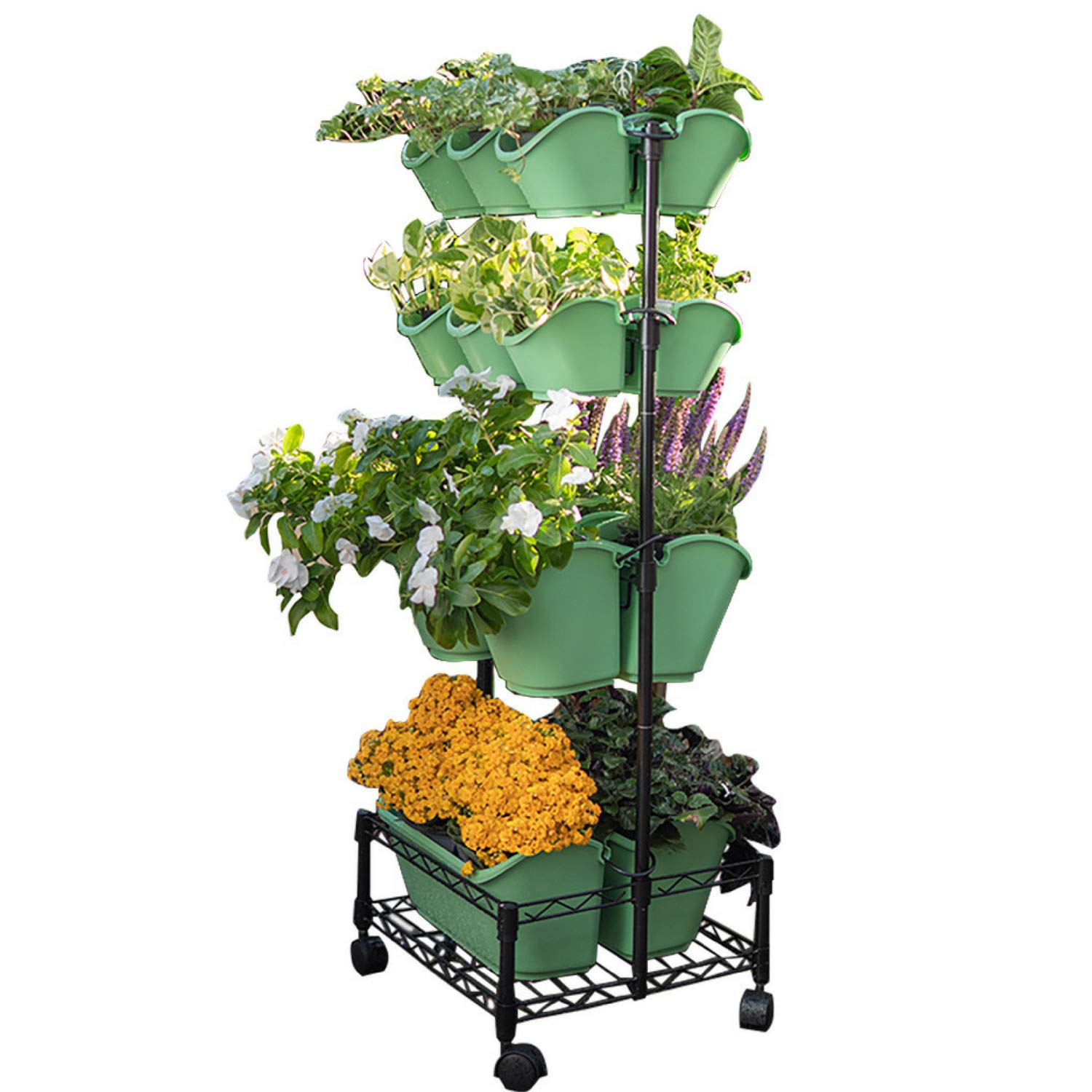 Watex Mobile Green Wall - Double Frame Spring Bouquet BPA-Free Planters for Home & Office Decor | Indoor Vertical Garden Solution