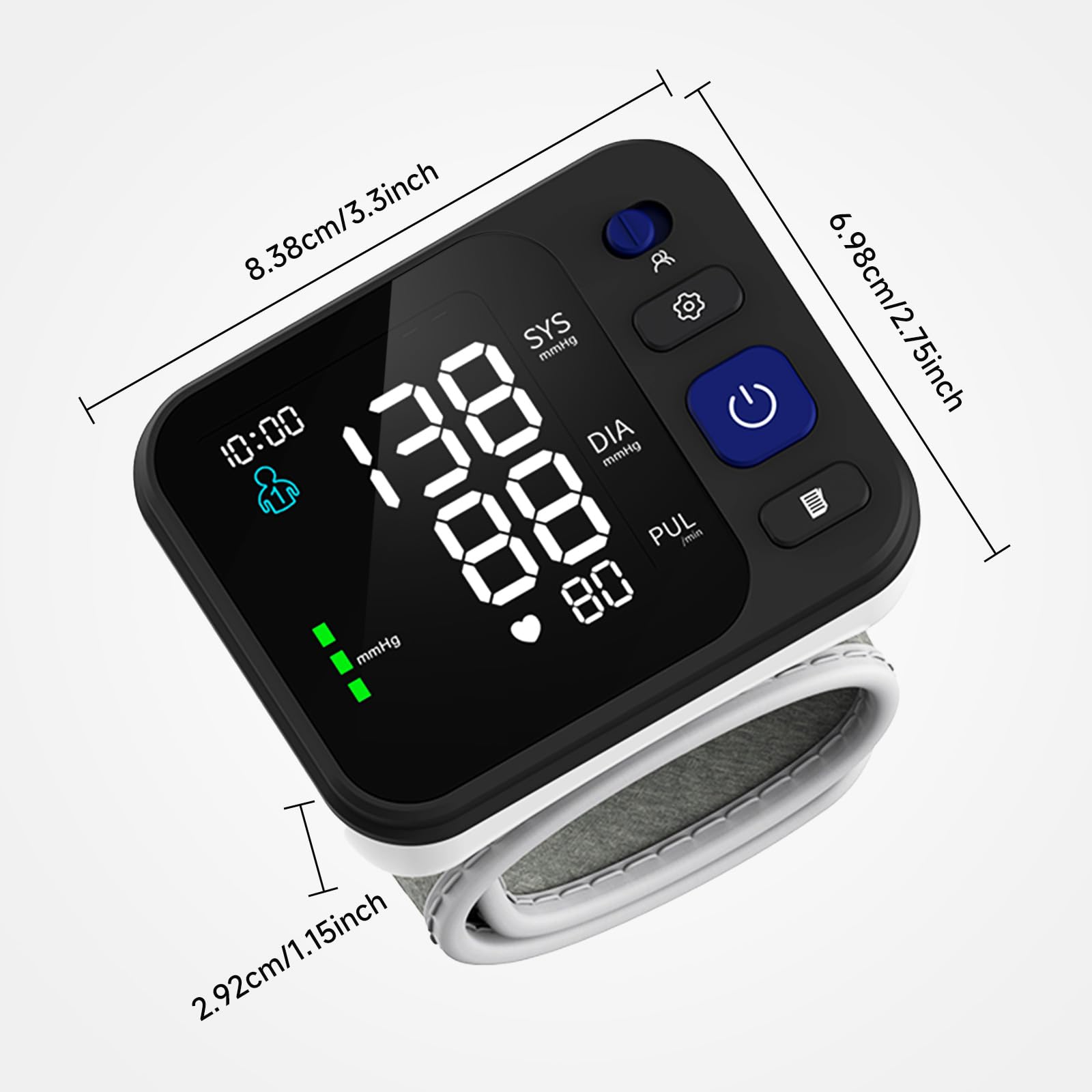 Automatic Wrist Blood Pressure Monitor with Backlit Display - Adjustable Cuff, 2x99 Memory Storage & Carrying Bag | Home & Travel Use for Adults & Seniors