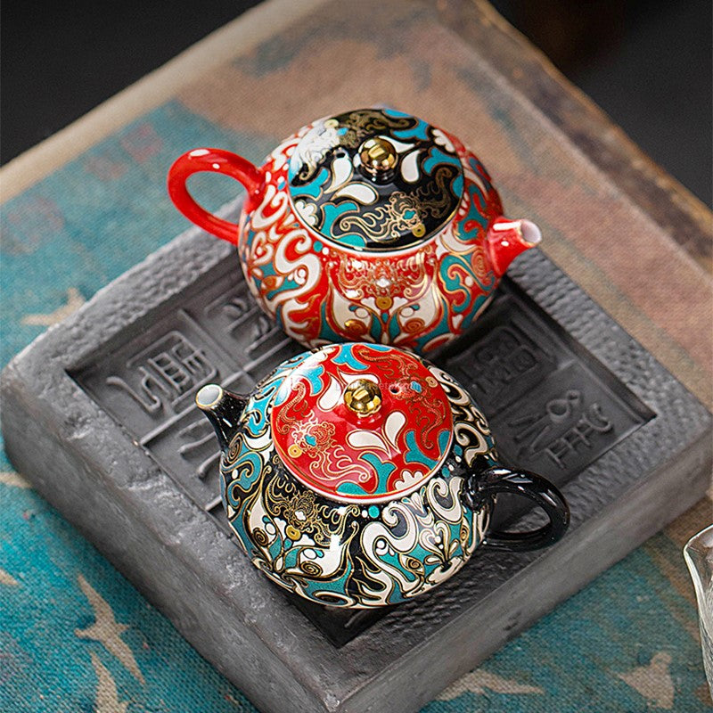 Premium Chinese Gold & Silver Tea Set - Authentic Handcrafted Luxury Tea Pot & Cups for Gifts, Home Decor & Traditional Tea Ceremonies