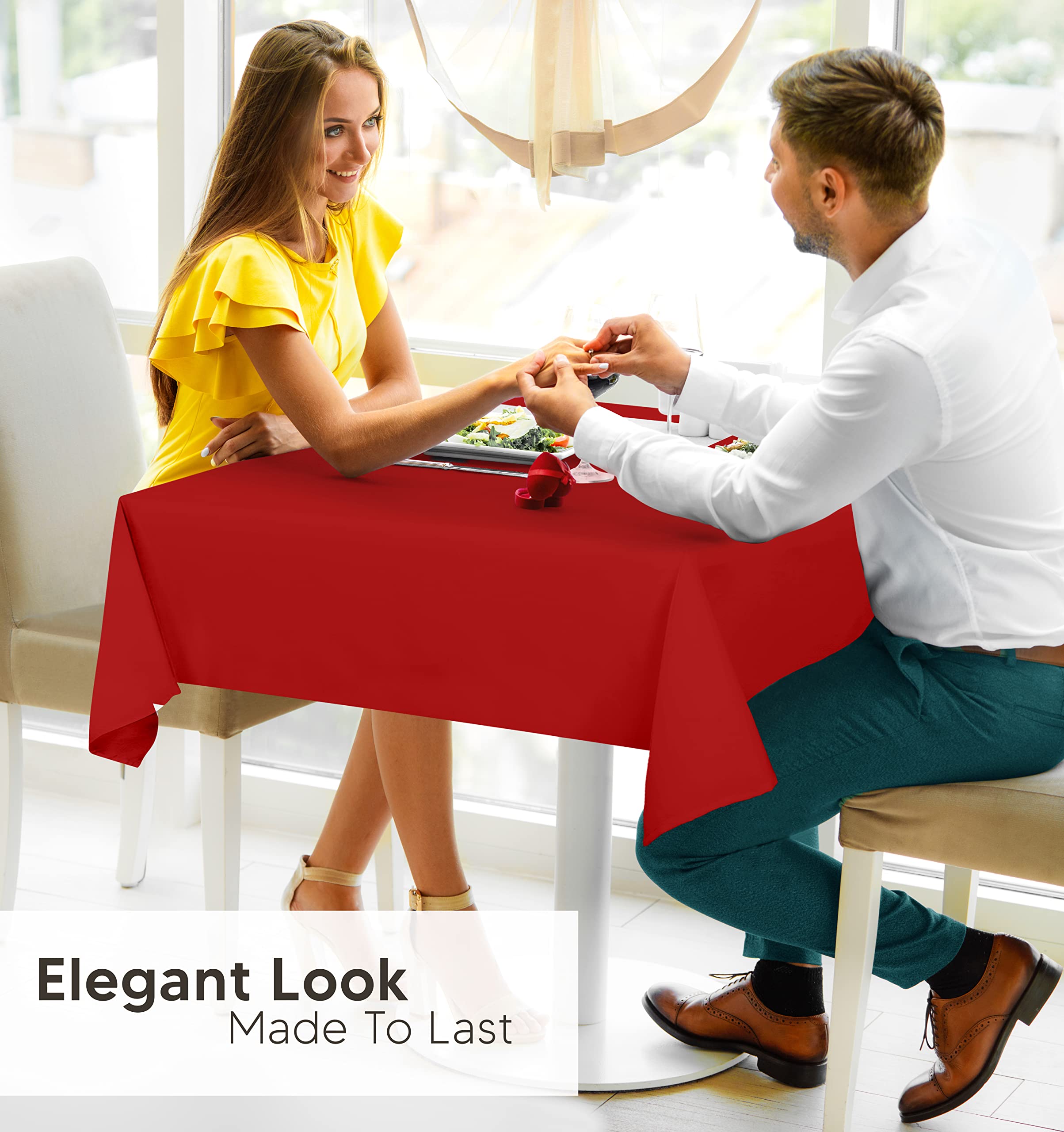 Utopia Kitchen 2 Pack 54x54 Inch Red Square Tablecloth - Stain & Wrinkle Resistant Washable Polyester Table Cover for Dining, Buffet, Picnic, Wedding & Outdoor Party Decor