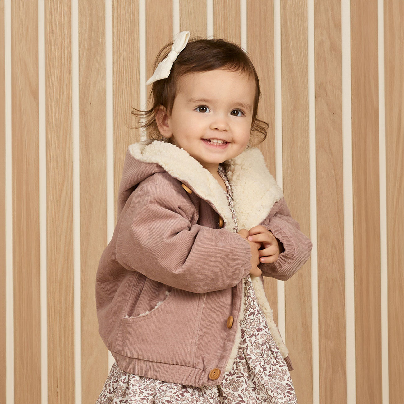 Corduroy Hooded Jacket for Women - Soft Mauve Winter Coat with Pockets | Cozy Outerwear for Casual Wear, Fall & Winter Fashion | FINAL SALE
