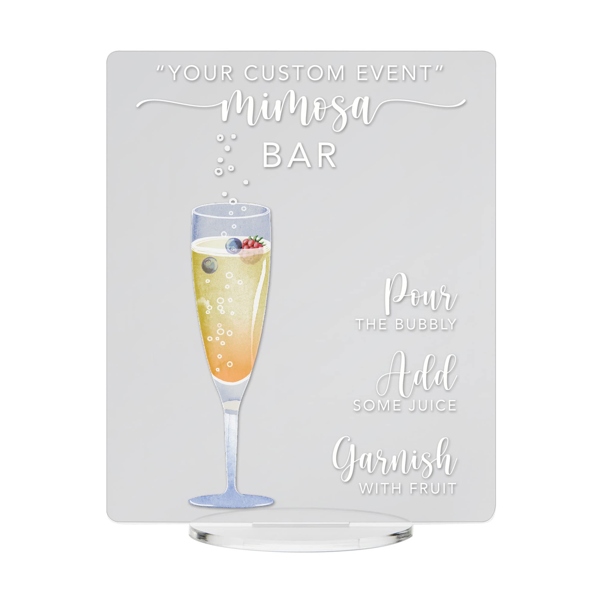 Custom Mimosa Bar Sign - Elegant Bridal Shower & Wedding Bar Menu Sign - Cocktail Bar Sign for Weddings, Parties & Special Events - Perfect for Mimosas, Cocktails & Drink Stations