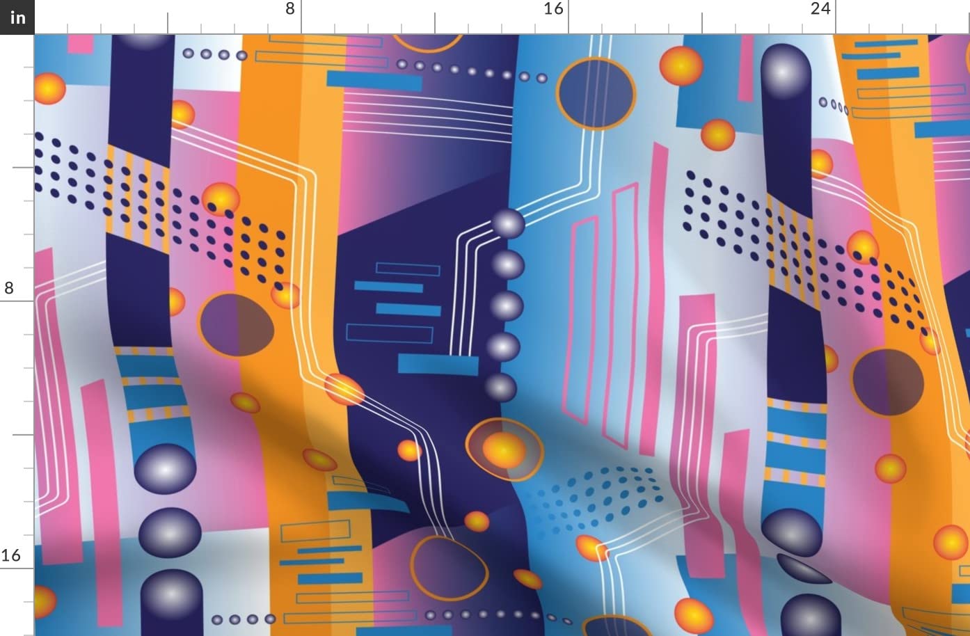 Y2K Computer Digital Colorful Printed Denim Fabric Fat Quarter - Heavyweight Apparel & Home Decor Upholstery Material - Perfect for DIY Fashion, Quilting, and Home Decor Projects