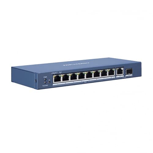 Hikvision DS-3E0510P-E 8-Port Unmanaged Gigabit Ethernet Switch with PoE | 10/100/1000Mbps | Plug & Play | Compact Design for Home Office & Small Business Network Setup