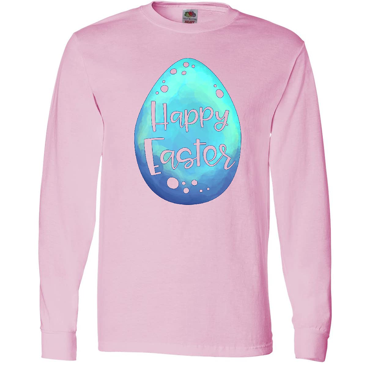 Inktastic Happy Easter Blue Easter Egg Adult Long Sleeve T-Shirt - Easter Gift, Spring Holiday Apparel, Casual Wear for Men & Women