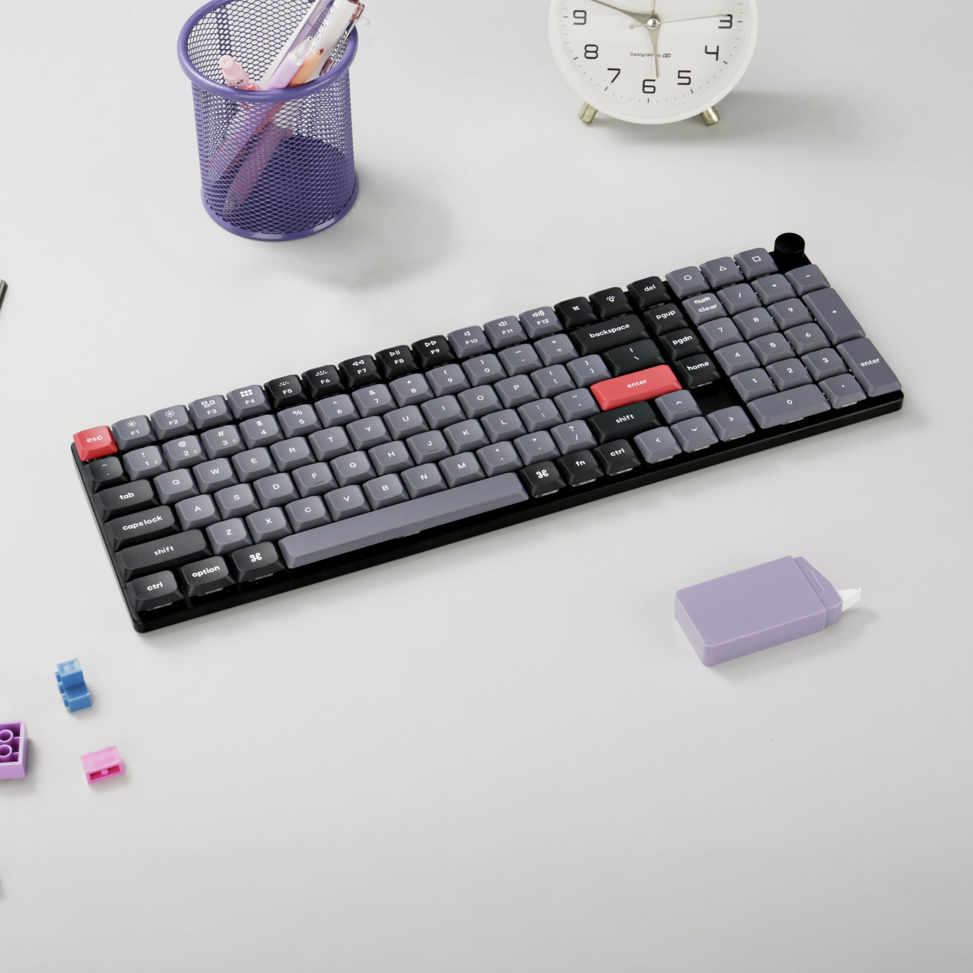 Keychron K17 Pro QMK/VIA Low-Profile Wireless Mechanical Keyboard - 96% Compact Layout, Programmable Knob, Bluetooth/Wired, White Backlight, Mac/Windows/Linux Compatible | Perfect for Office Work, Gaming & Programming